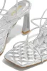 Jayla Lace Up Heels - Silver sold by Miss Lola