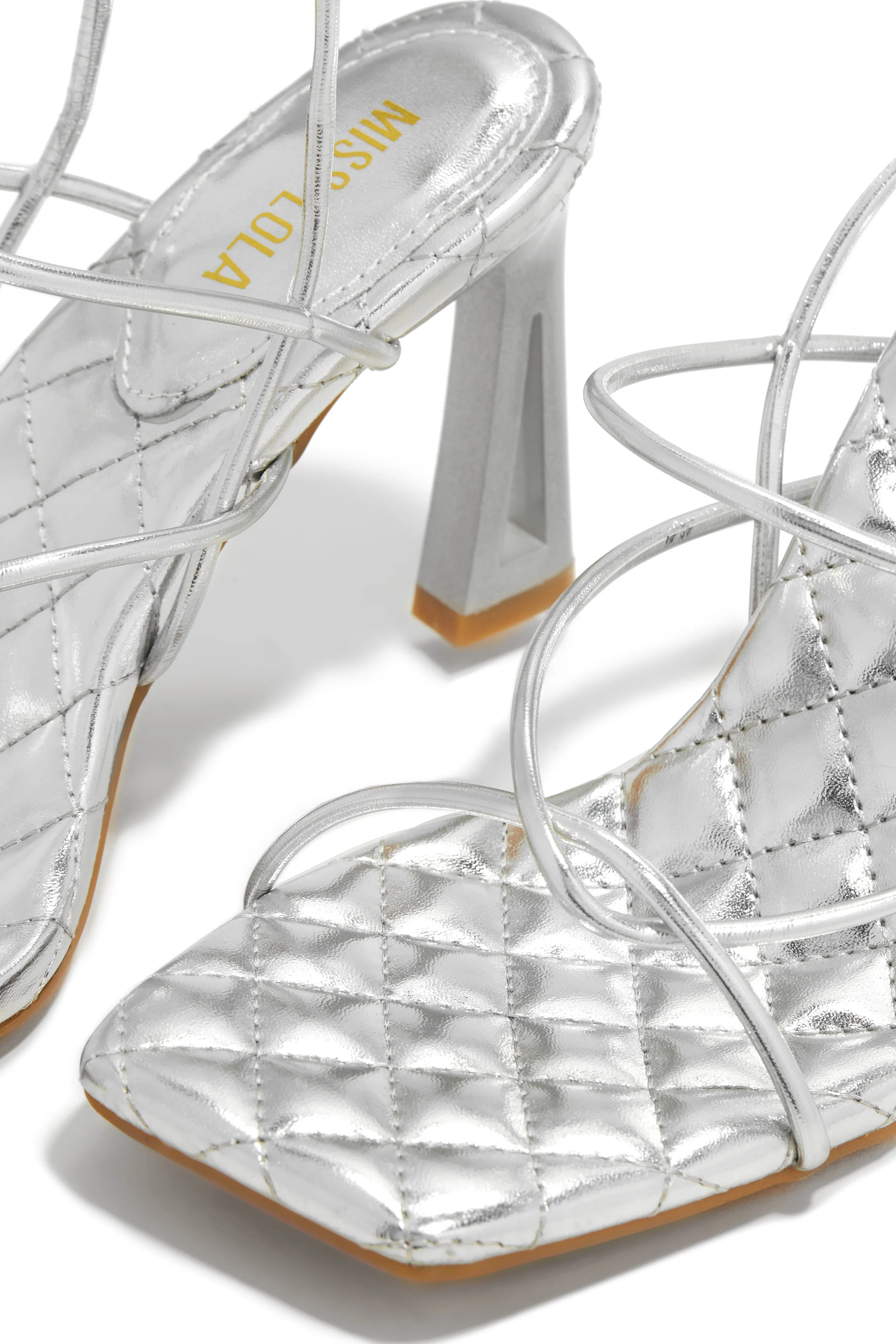 Jayla Lace Up Heels - Silver sold by Miss Lola product image thumbnail 3