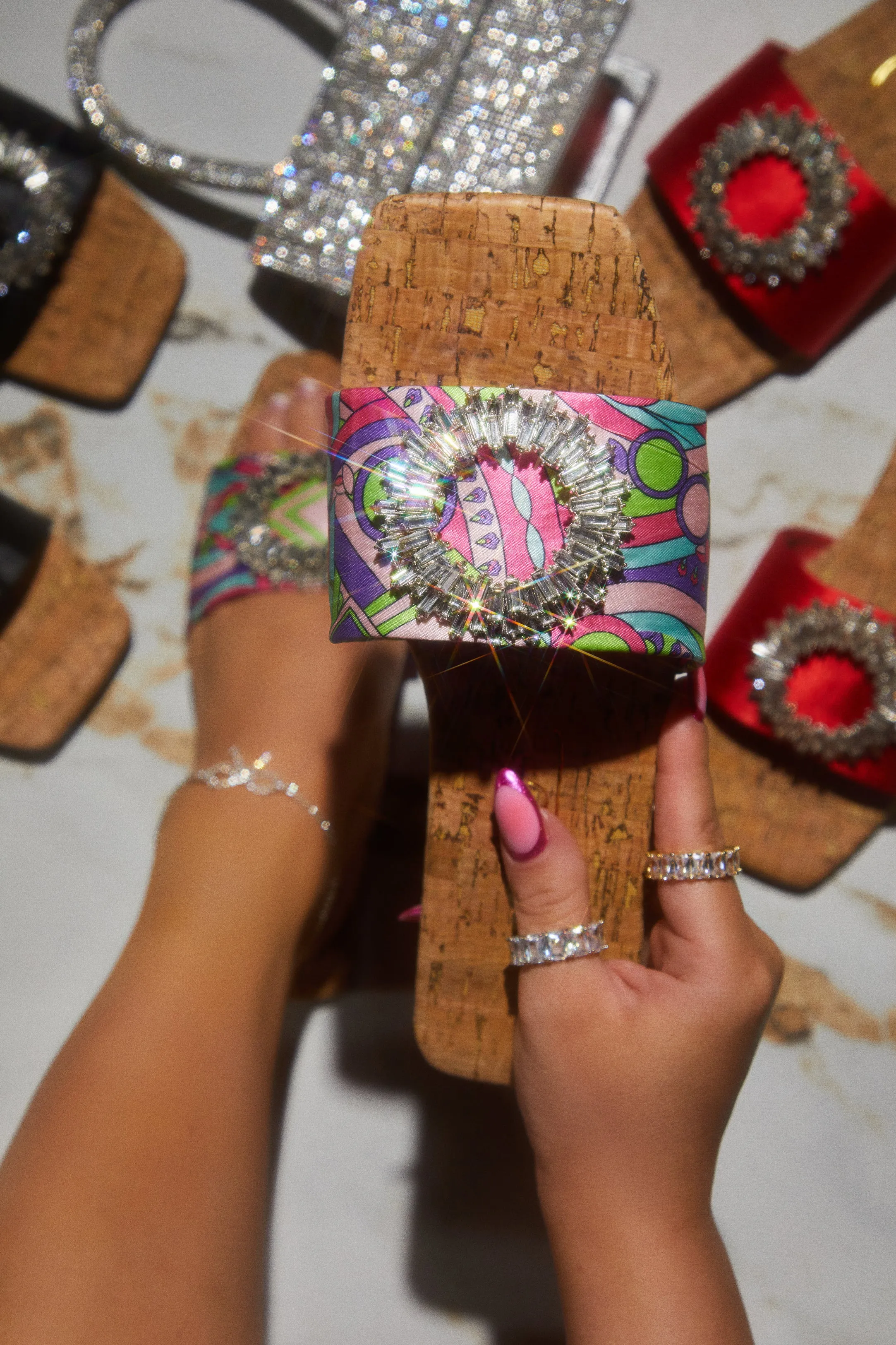 St. Tropez Getaway Embellished Slip On Sandals - Multi sold by Miss Lola product image thumbnail 5