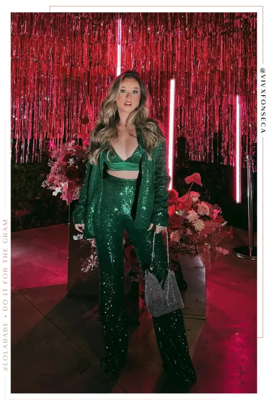 Lush Holiday Sequin Two Piece Set - Green sold by Miss Lola