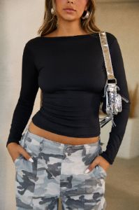 Isabella Long Sleeve Top - Black sold by Miss Lola