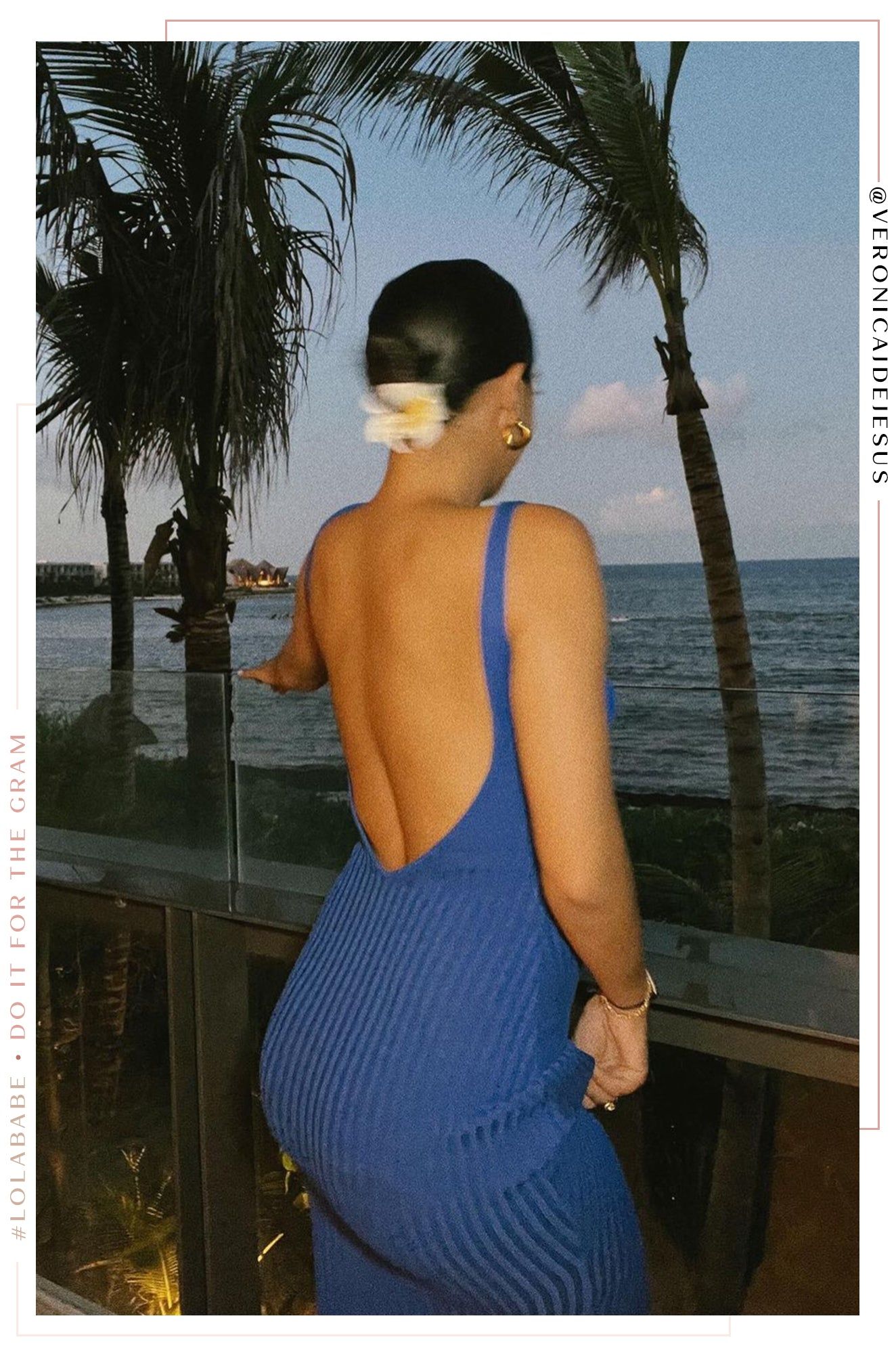 Veronica Open Back Ribbed Dress - Blue sold by Miss Lola product image thumbnail 5