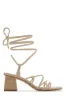 Vacation Villas Lace Up Block Mid Heels - Tan sold by Miss Lola