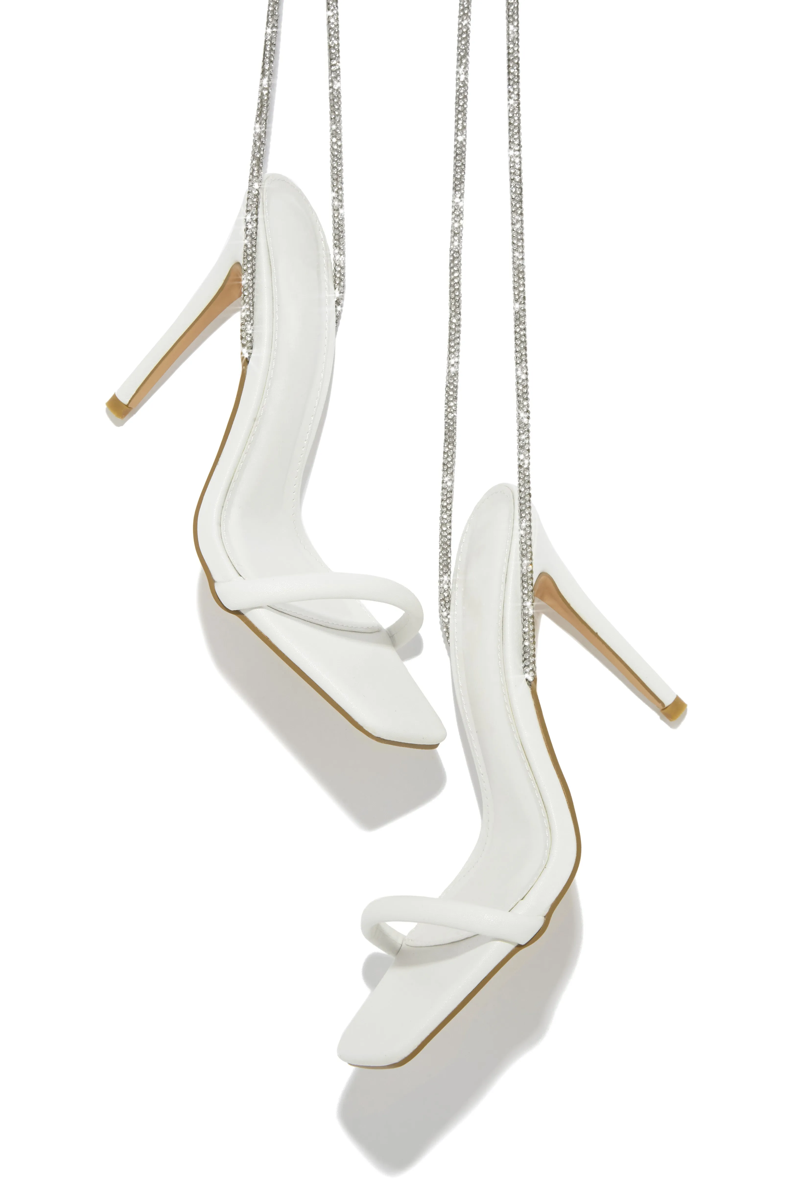 Pretty Girl Embellished Lace Up High Heels - White sold by Miss Lola product image thumbnail 4