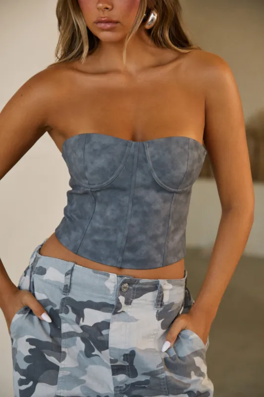 Ayania Strapless Corset Top - Grey sold by Miss Lola