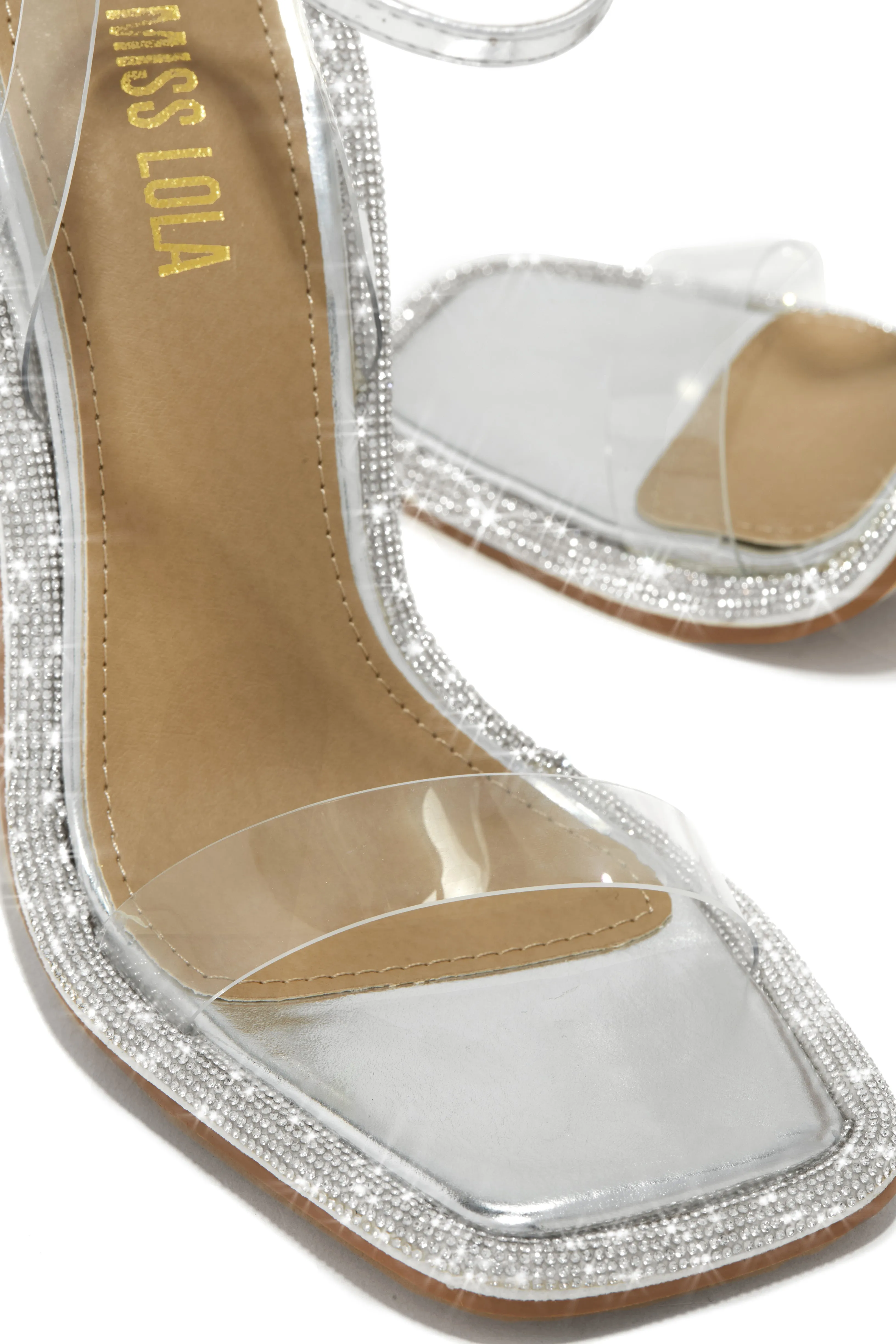 Unforgettable Nights Embellished High Heels - Silver sold by Miss Lola product image thumbnail 4