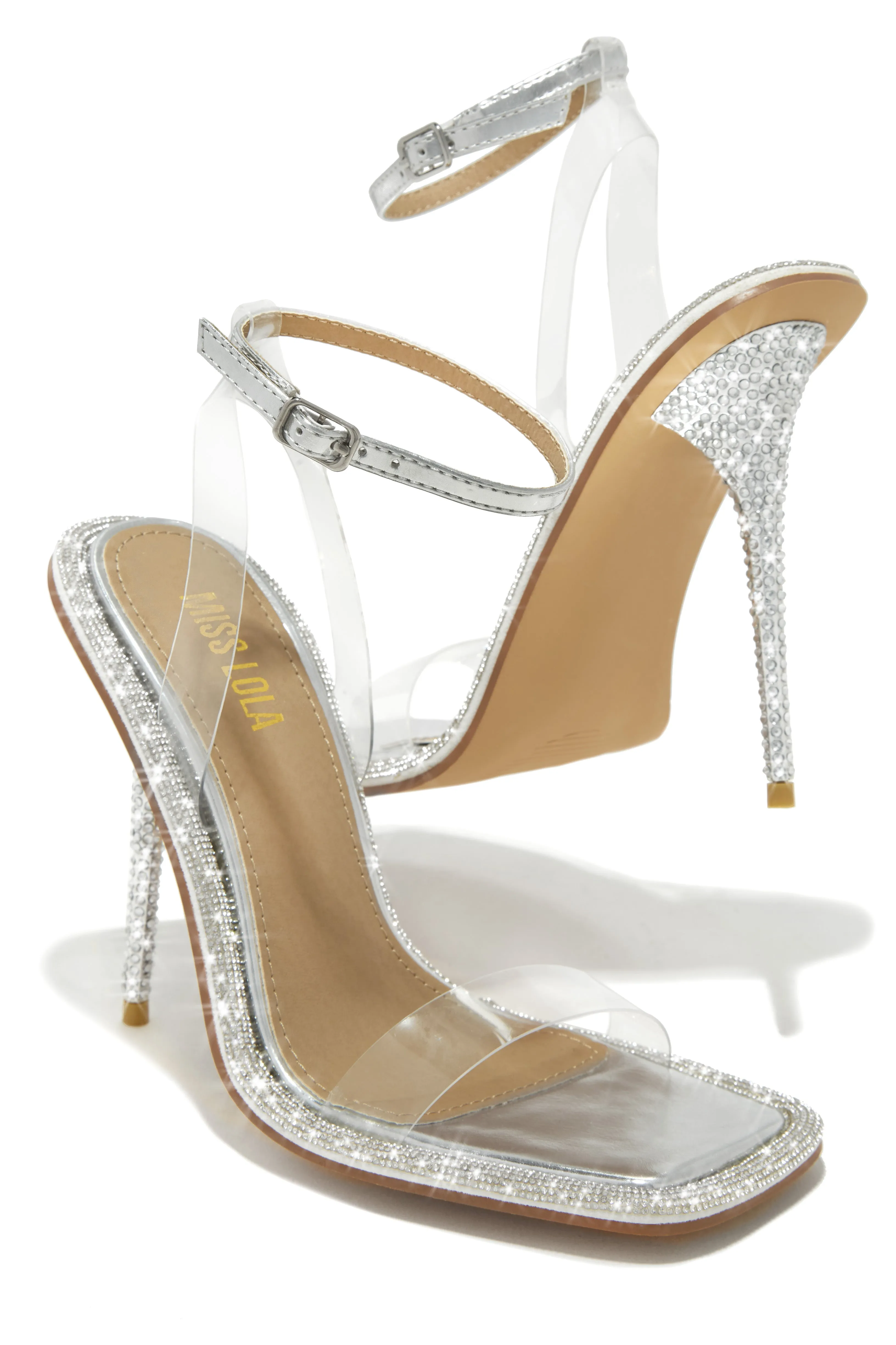 Unforgettable Nights Embellished High Heels - Silver sold by Miss Lola product image thumbnail 3