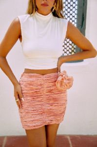 Linda High Waist Mini Skirt - Pink sold by Miss Lola