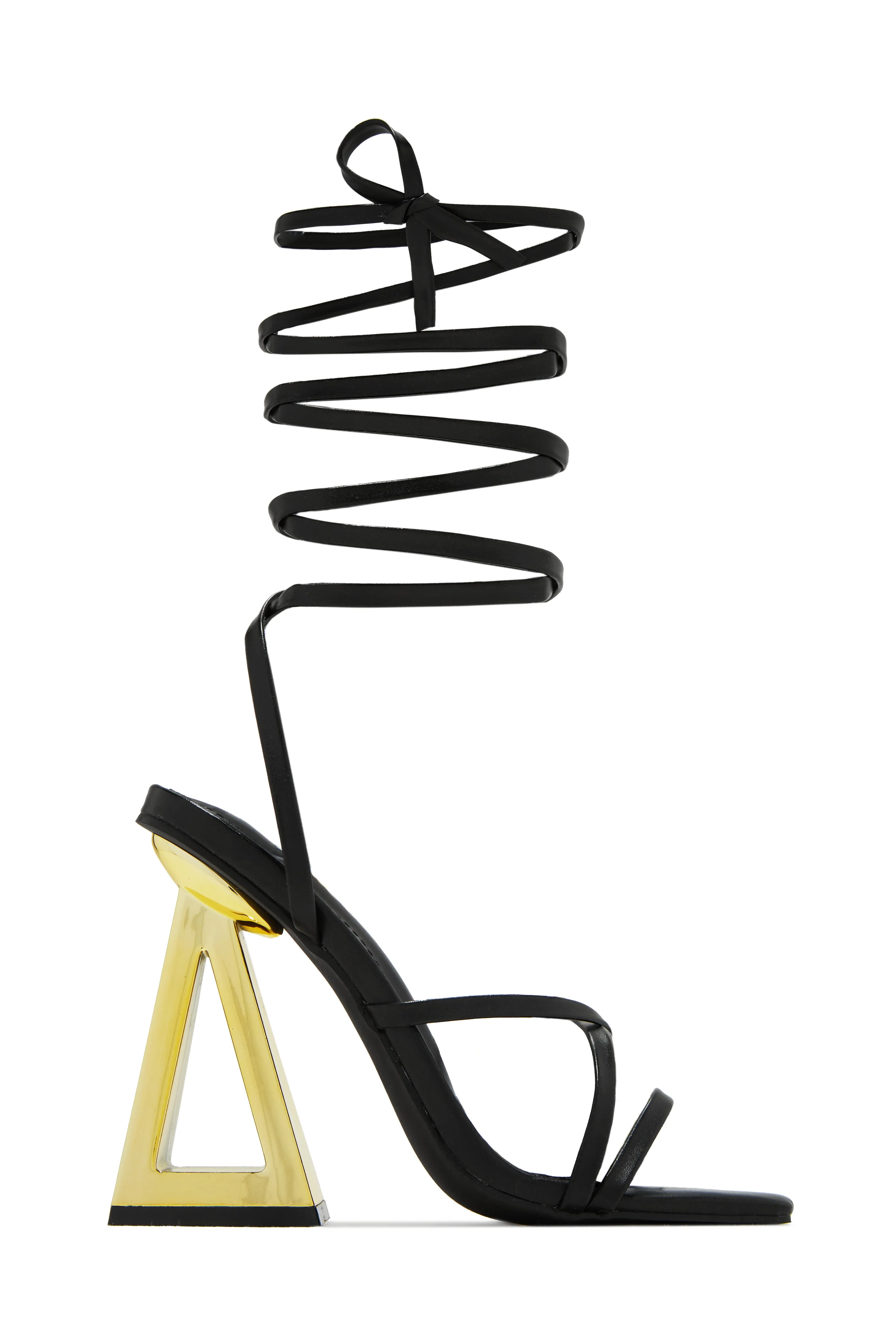 Zhuri Lace Up Block High Heels - Black sold by Miss Lola product image thumbnail 5