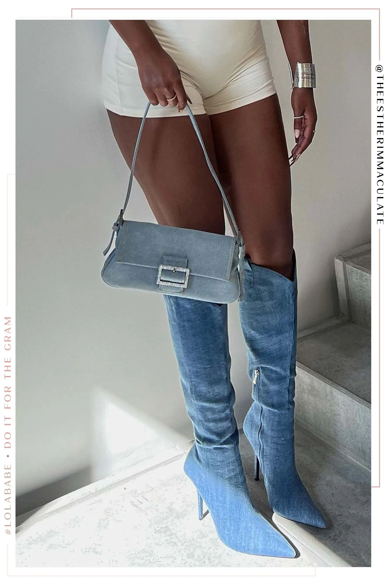 Kaiya High Heel Boots - Denim sold by Miss Lola product image thumbnail 4