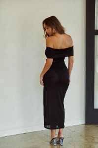 Leyna Off The Shoulder Midi Dress - Black sold by Miss Lola