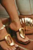 Adonna Thong Strap Mule Heels - Brown sold by Miss Lola