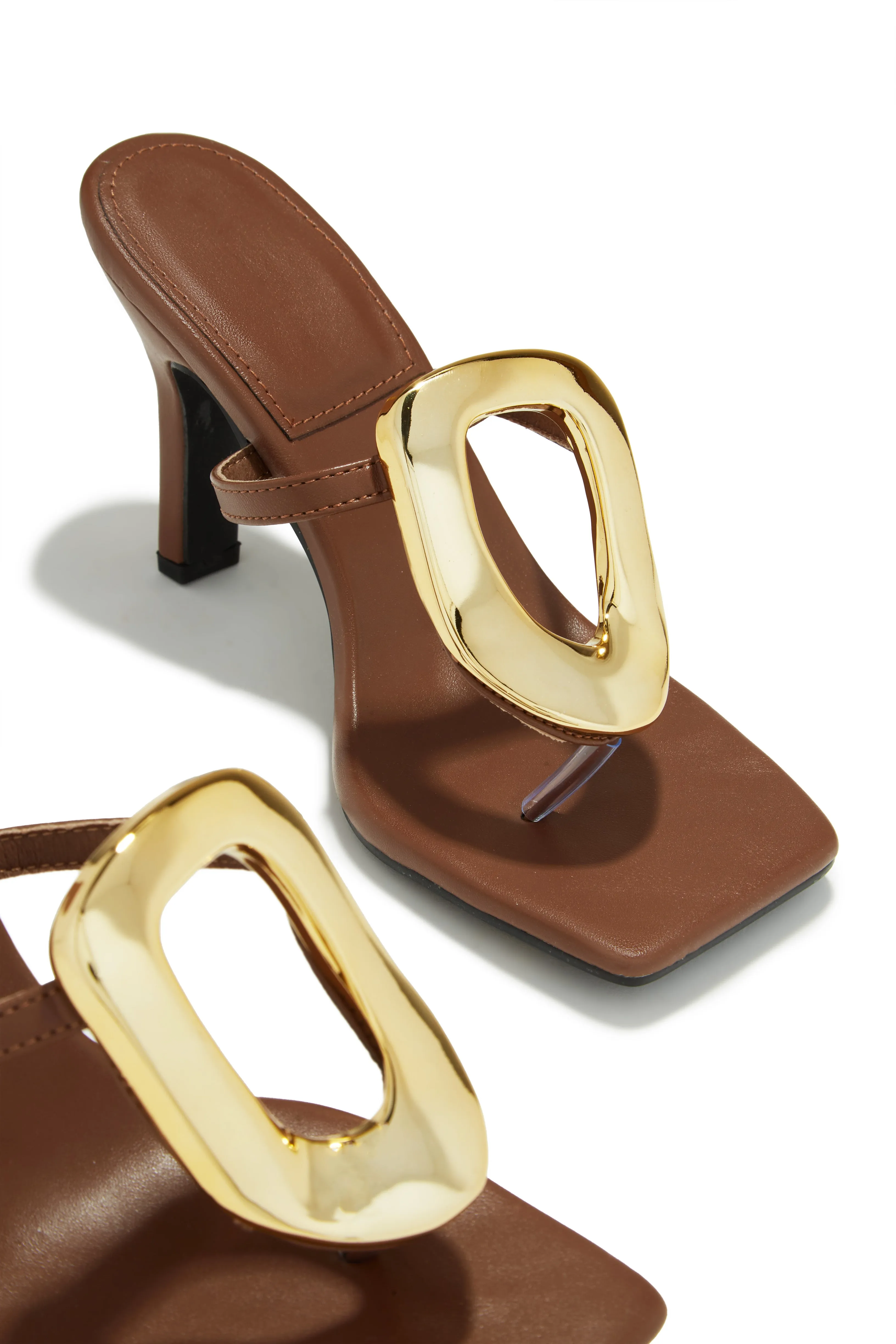 Adonna Thong Strap Mule Heels - Brown sold by Miss Lola product image thumbnail 3