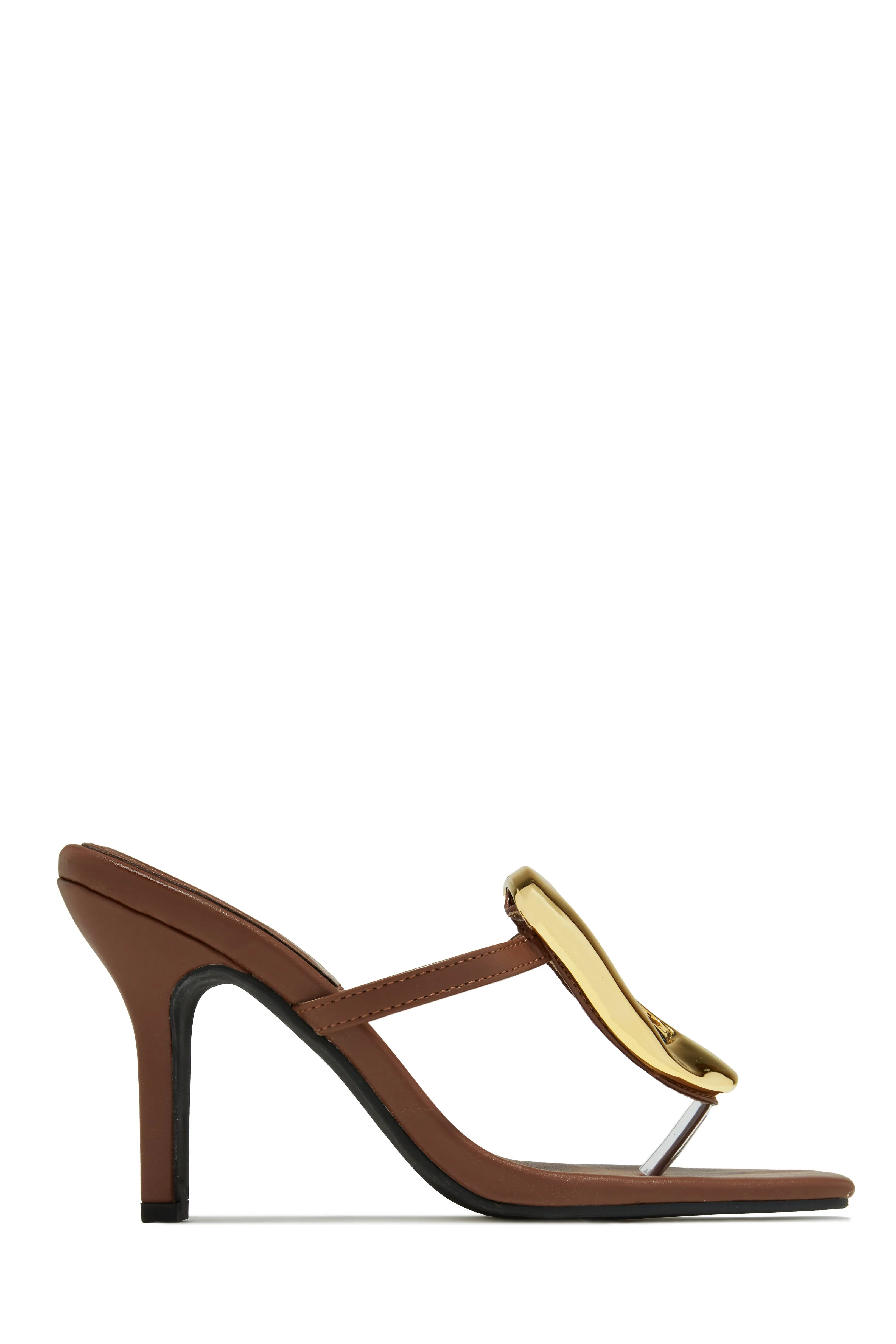 Adonna Thong Strap Mule Heels - Brown sold by Miss Lola product image thumbnail 5