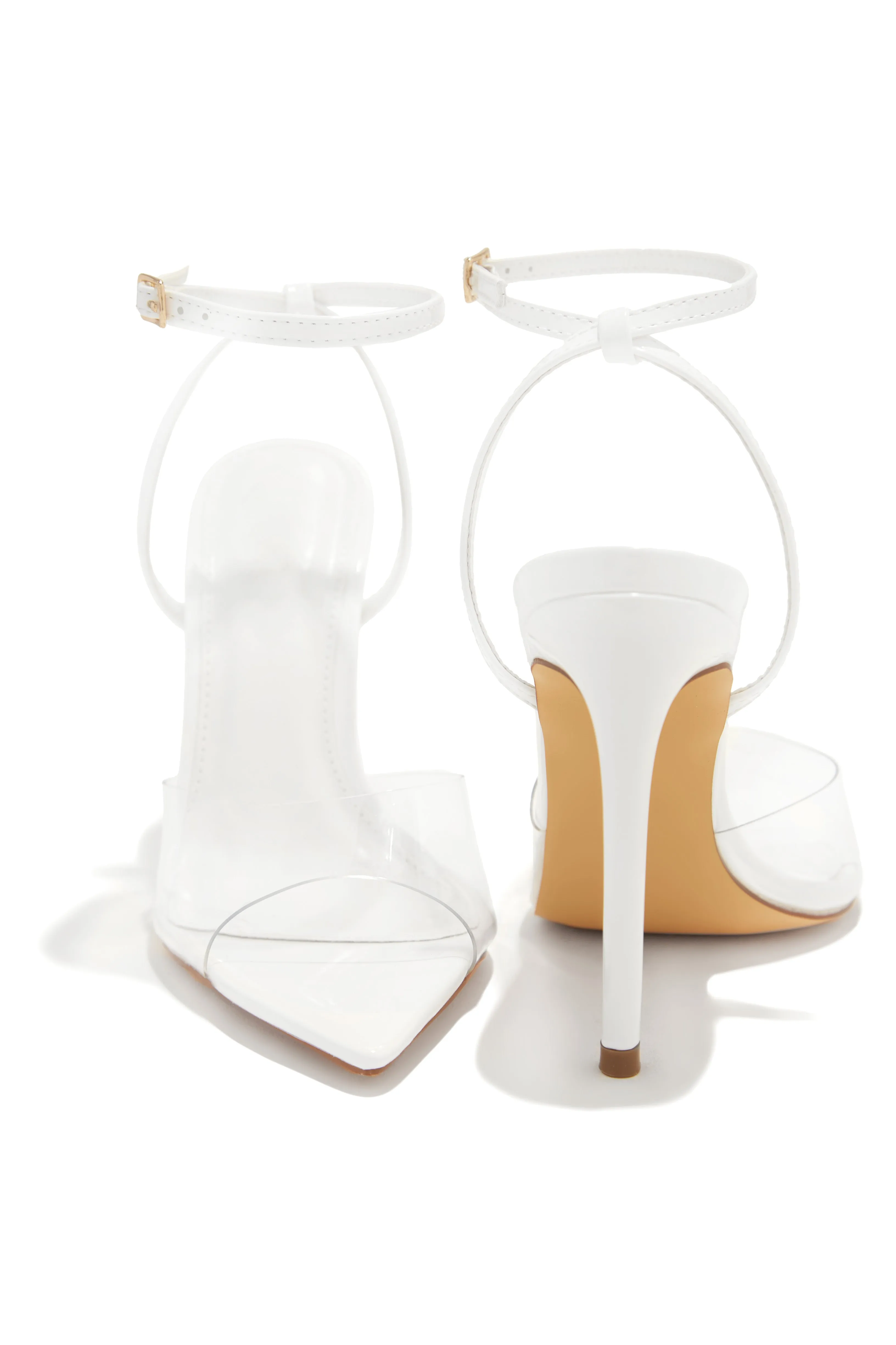 Dinner Date Clear Strap High Heels - White sold by Miss Lola product image thumbnail 5