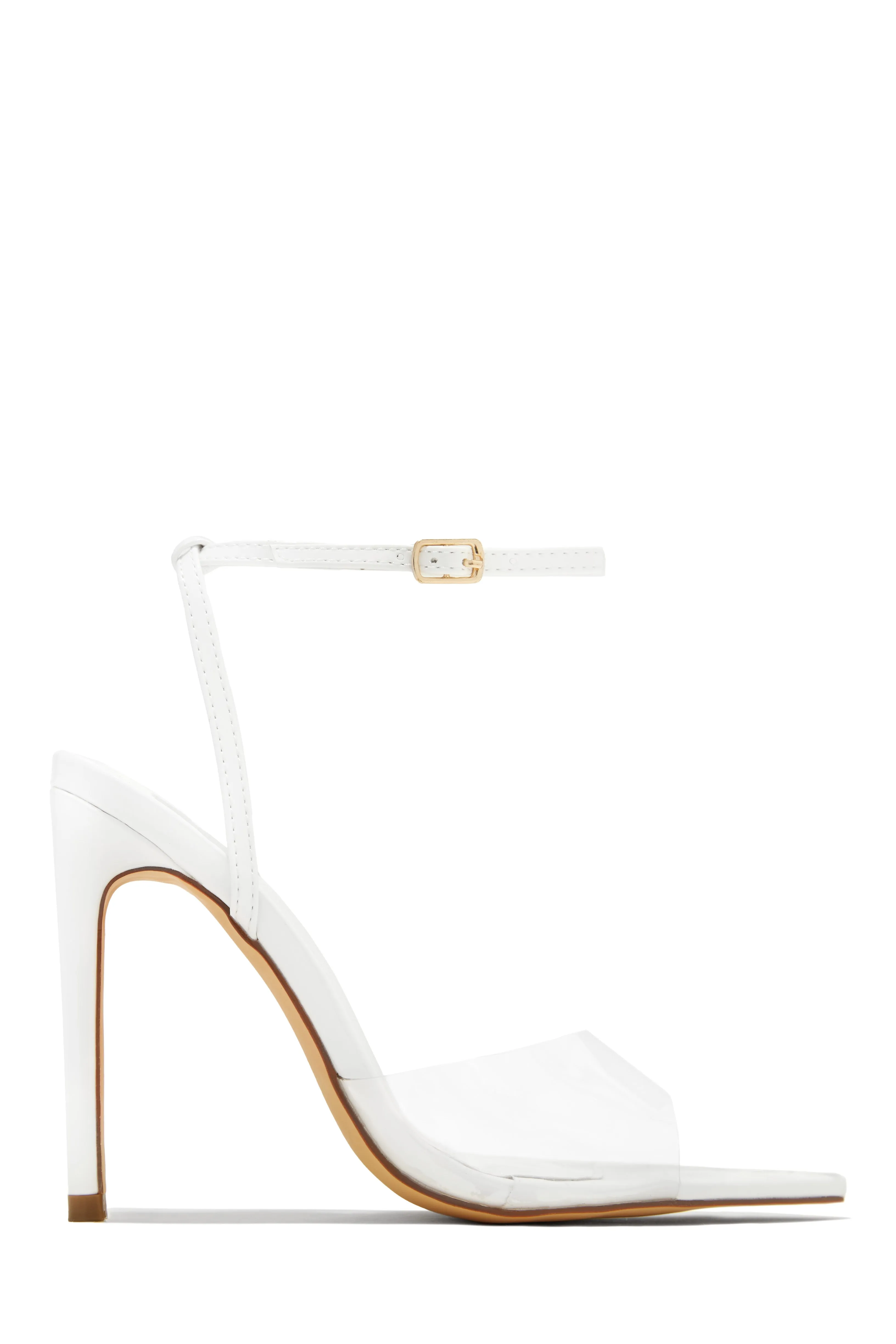 Dinner Date Clear Strap High Heels - White sold by Miss Lola product image thumbnail 2