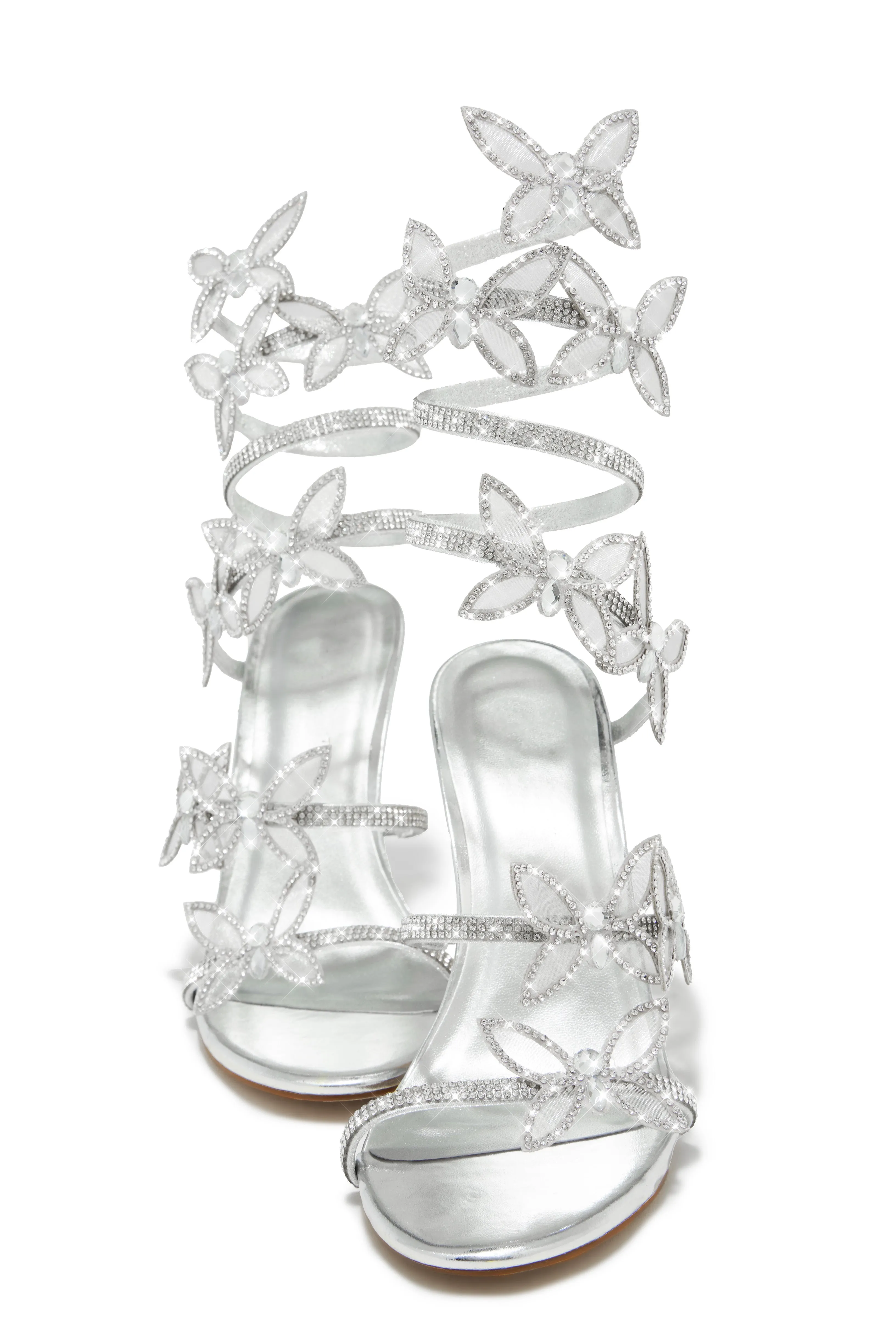 Fantasy Butterfly Embellished Coil Heels - Silver sold by Miss Lola product image thumbnail 3