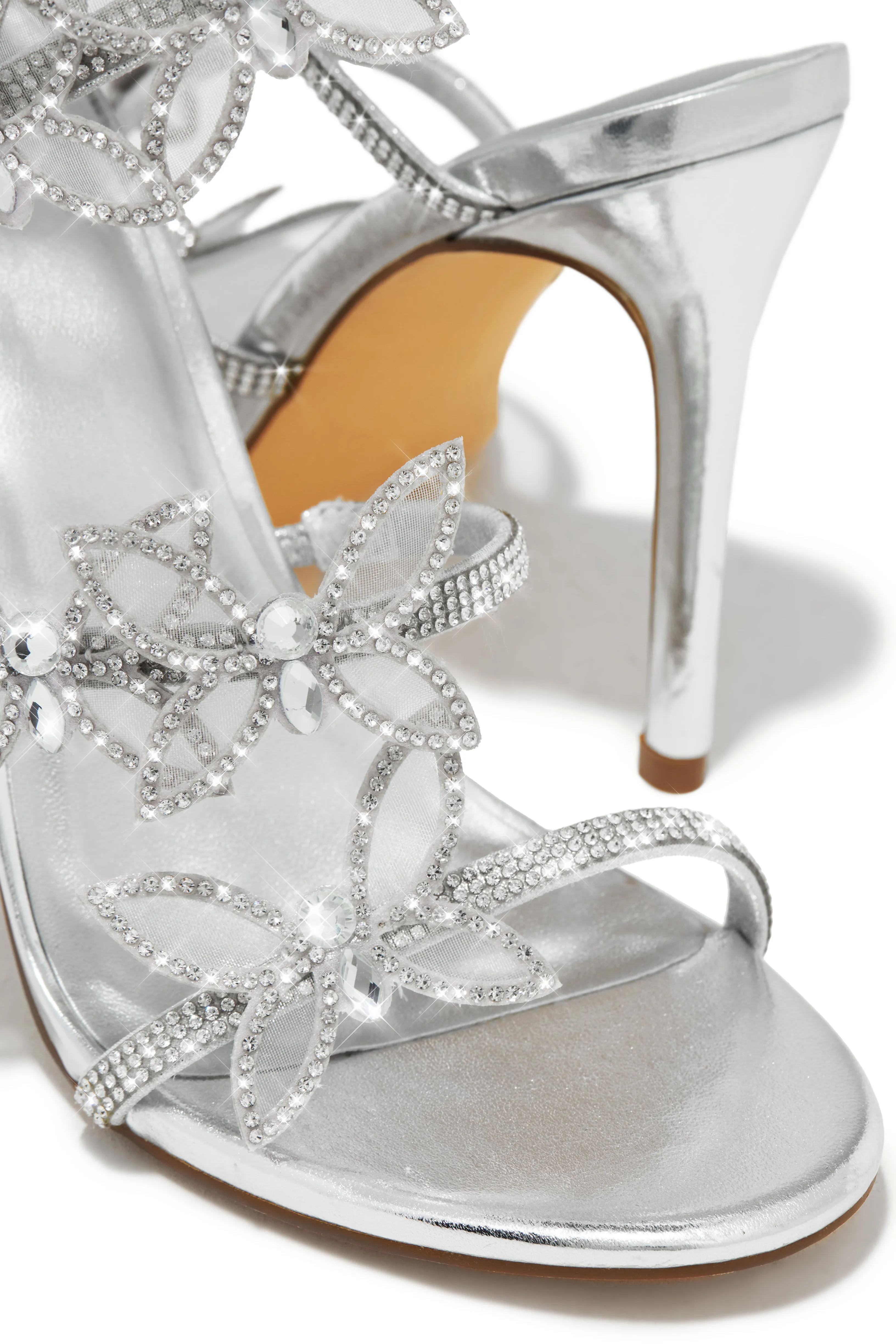 Fantasy Butterfly Embellished Coil Heels - Silver sold by Miss Lola product image thumbnail 2