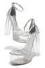High Rise Platform Block High Heels - Silver sold by Miss Lola