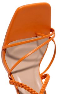 Yohana Lace Up Block High Heels - Orange sold by Miss Lola