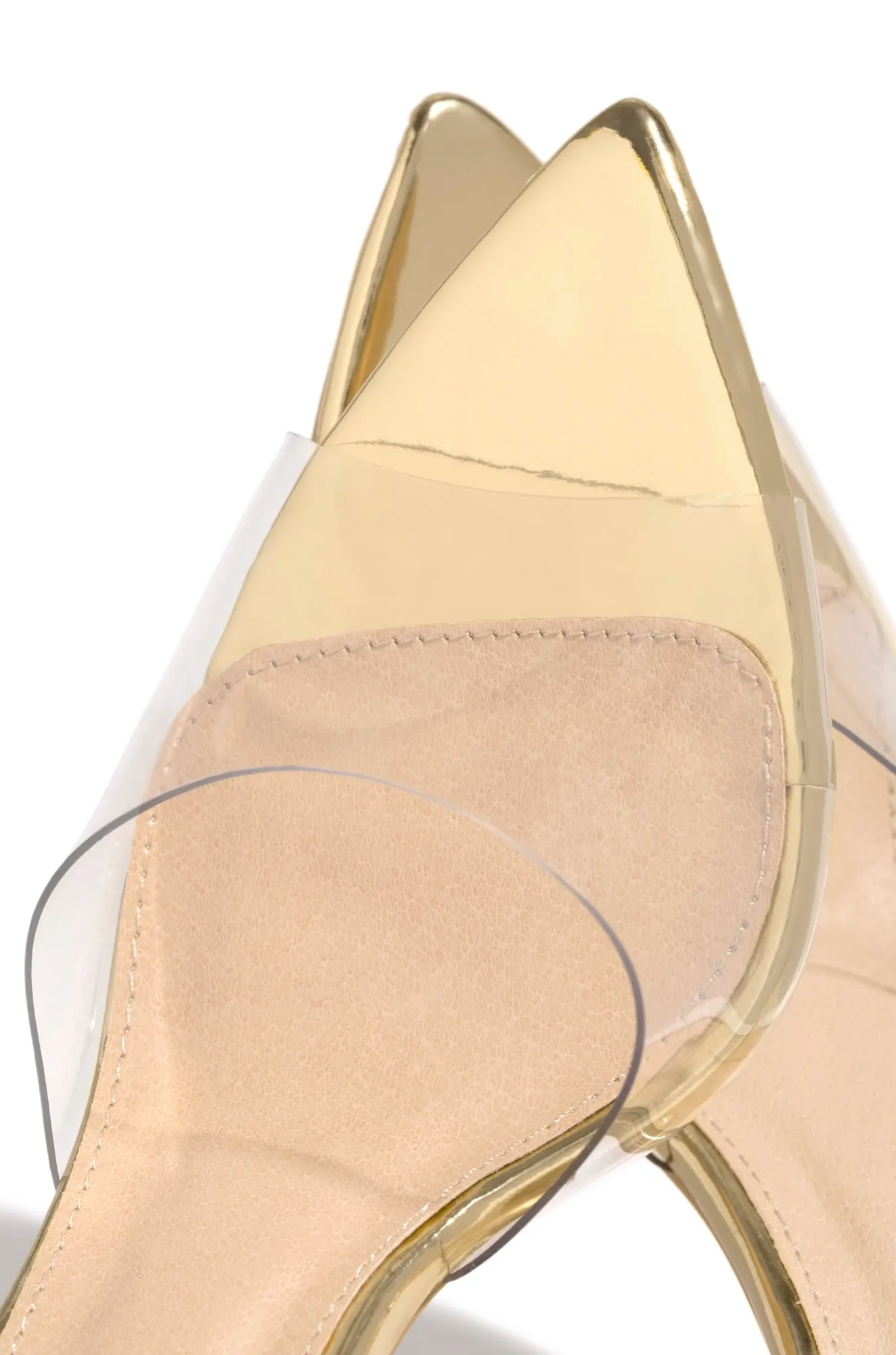 Beauty Blogger Clear Strap Heel Mules - Gold sold by Miss Lola product image thumbnail 3