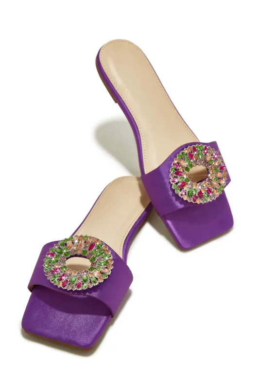 Dolce Summer Embellished Slip On Sandals - Purple sold by Miss Lola