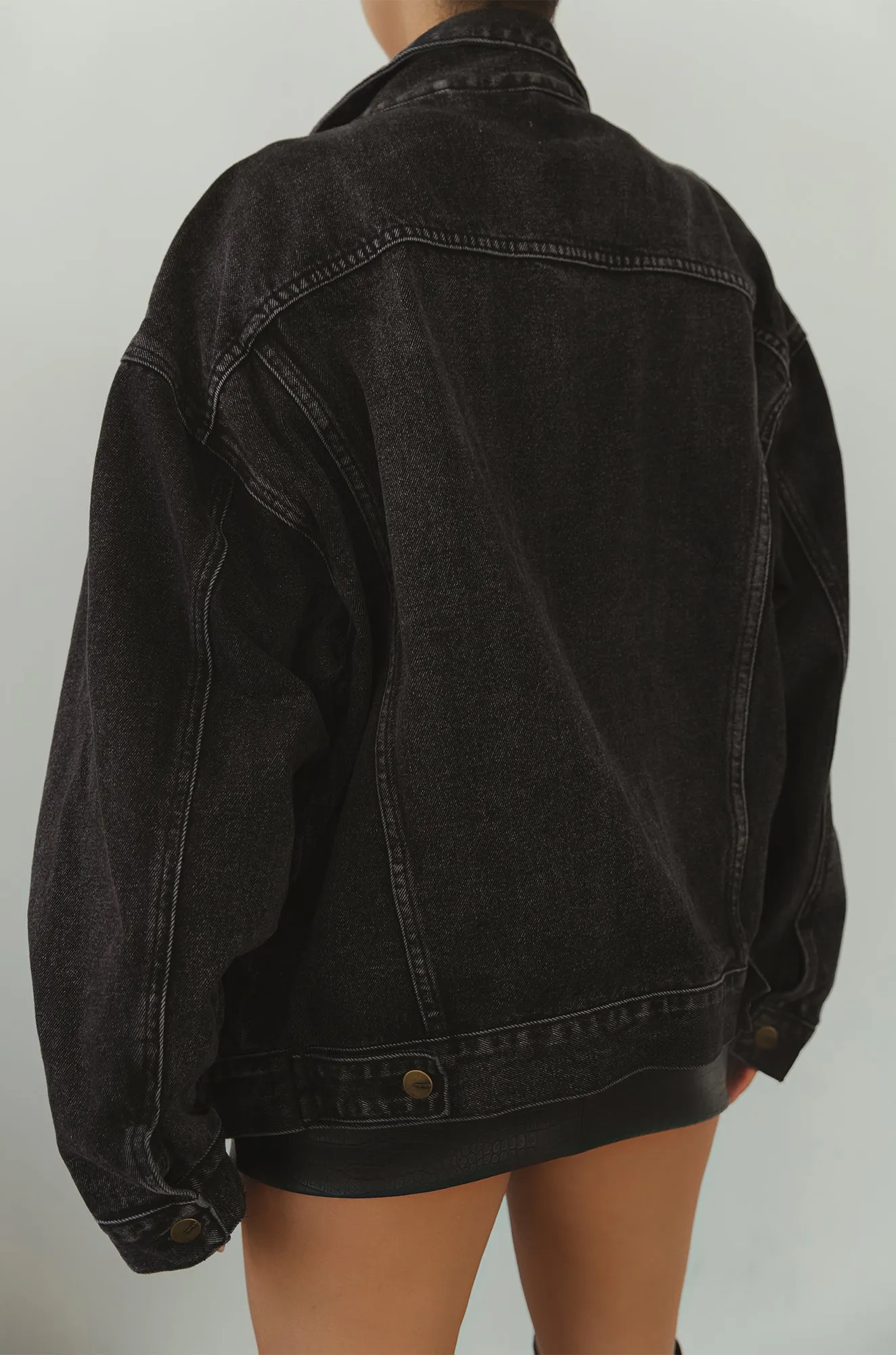 Cali Girl Oversized Denim Jacket - Charcoal sold by Miss Lola product image thumbnail 5