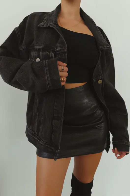 Cali Girl Oversized Denim Jacket  - Charcoal sold by Miss Lola