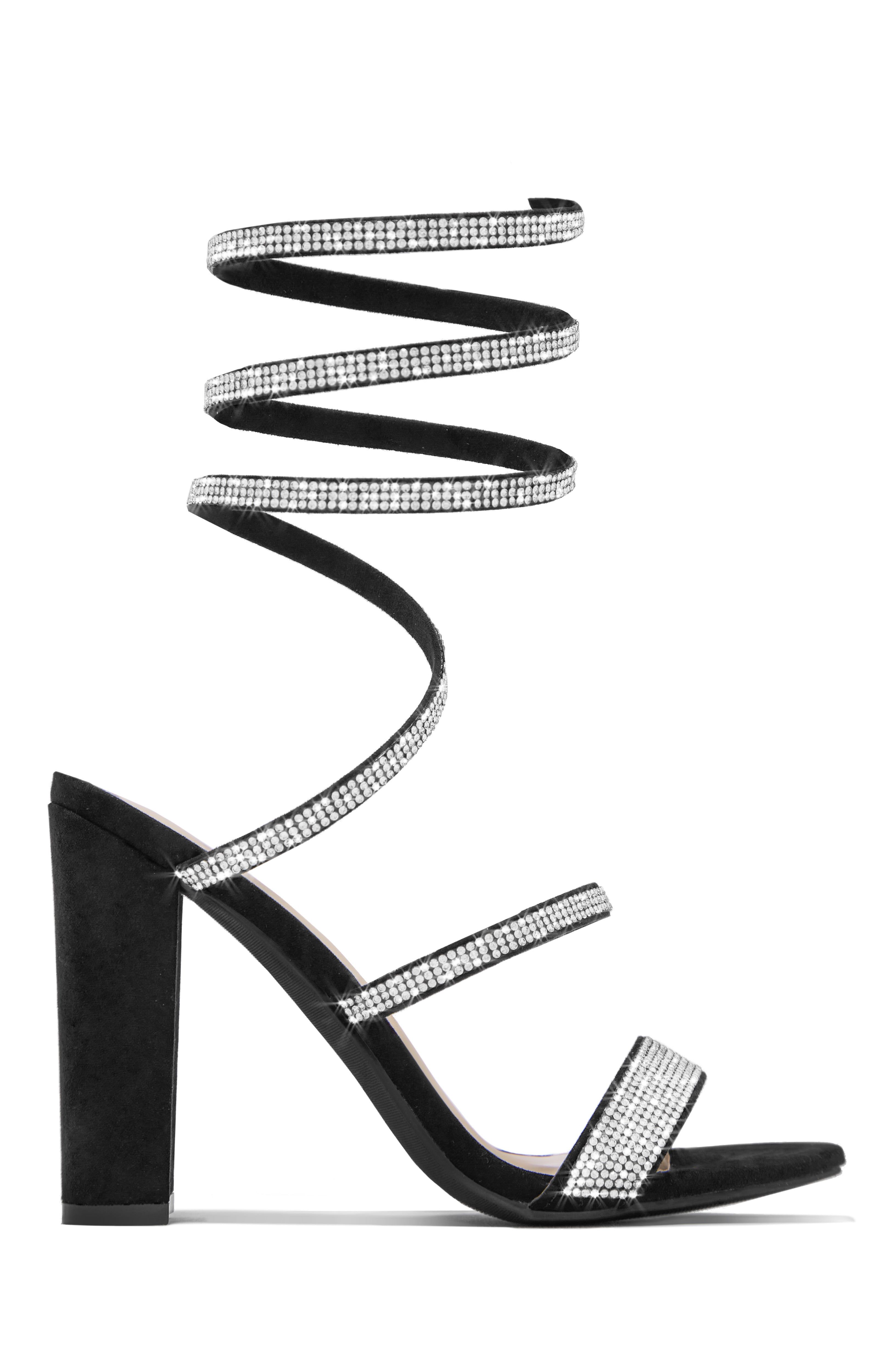 So In Love Embellished Block High Heels - Black sold by Miss Lola product image thumbnail 5