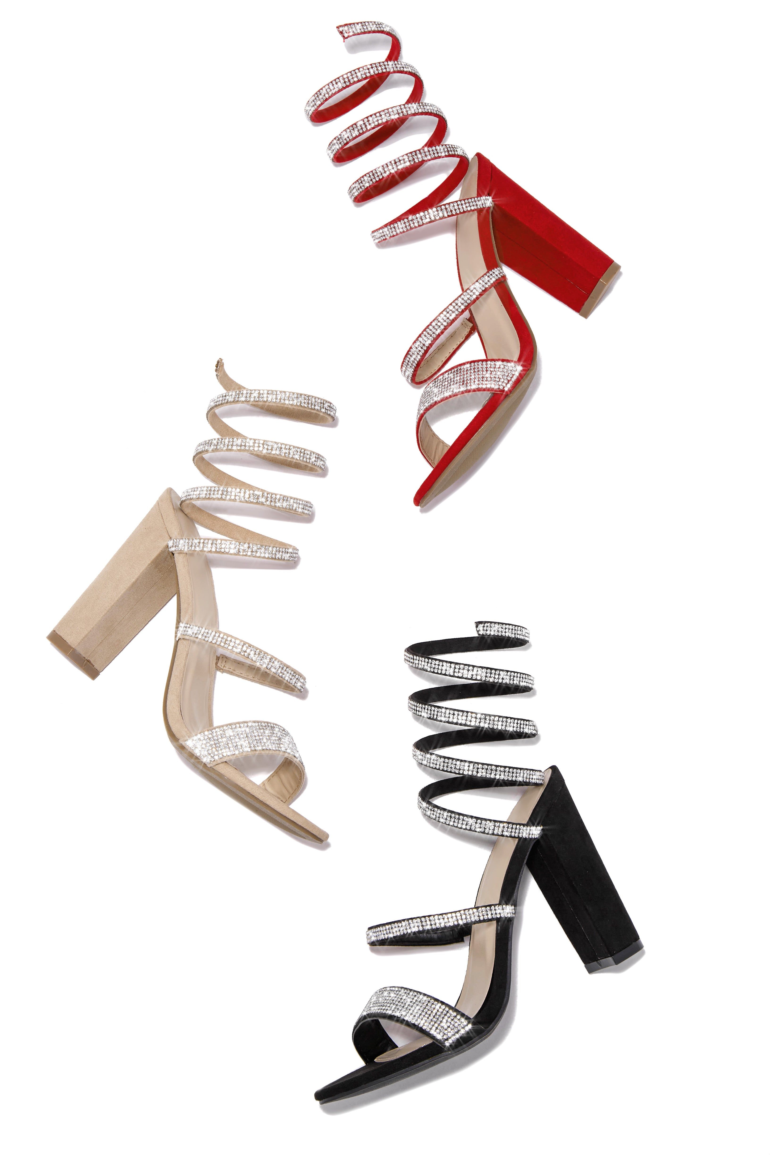 So In Love Embellished Block High Heels - Black sold by Miss Lola product image thumbnail 4