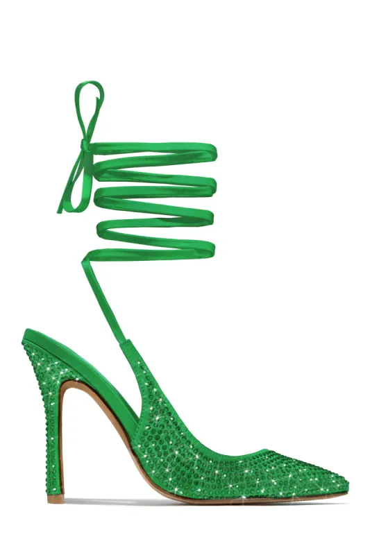 It-ListEmbellished Lace Up Pumps - Green sold by Miss Lola