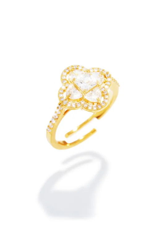 Lucky Girl Gold Plated Clover Ring - Gold sold by Miss Lola