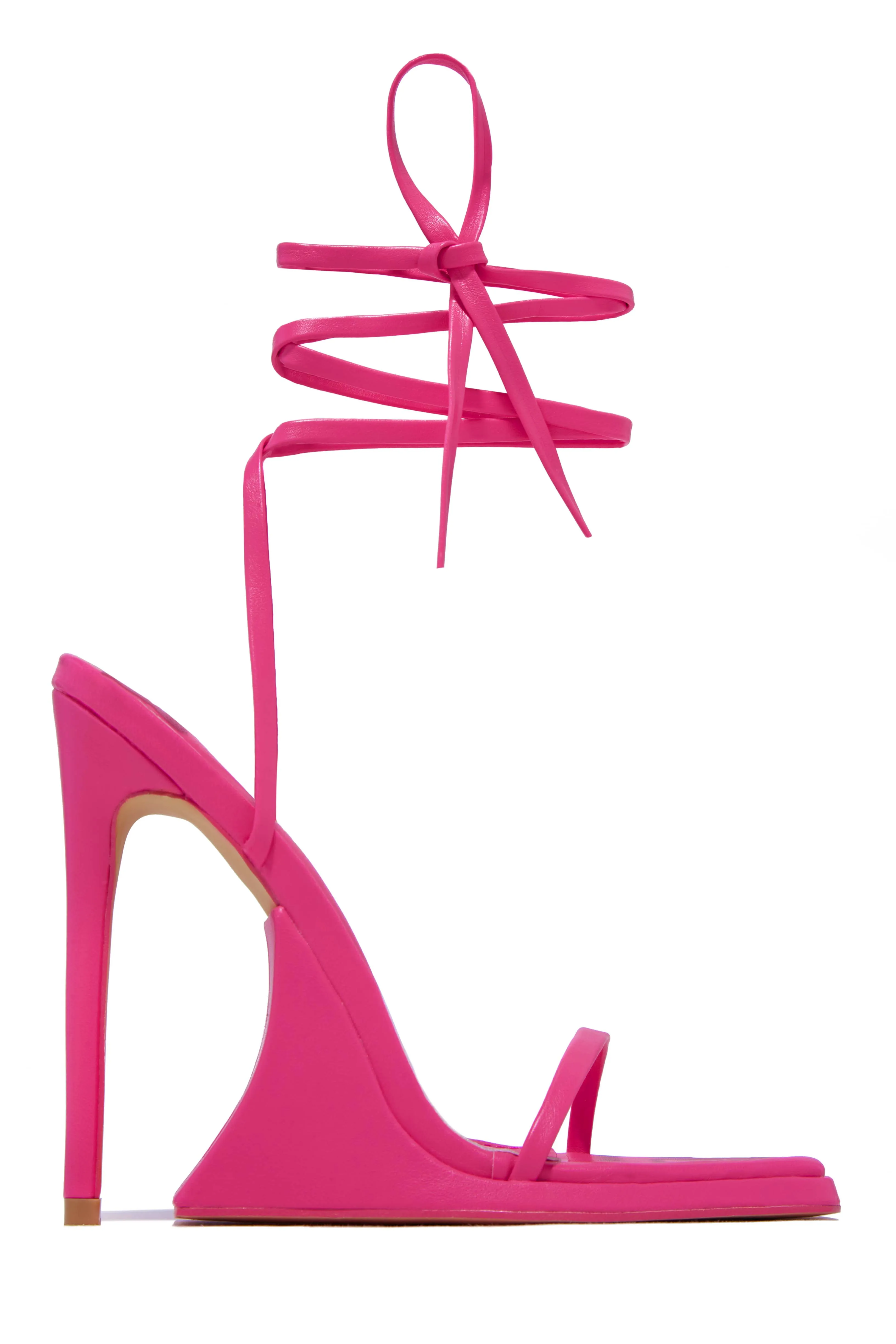 Superlit Lace Up High Heels - Pink sold by Miss Lola