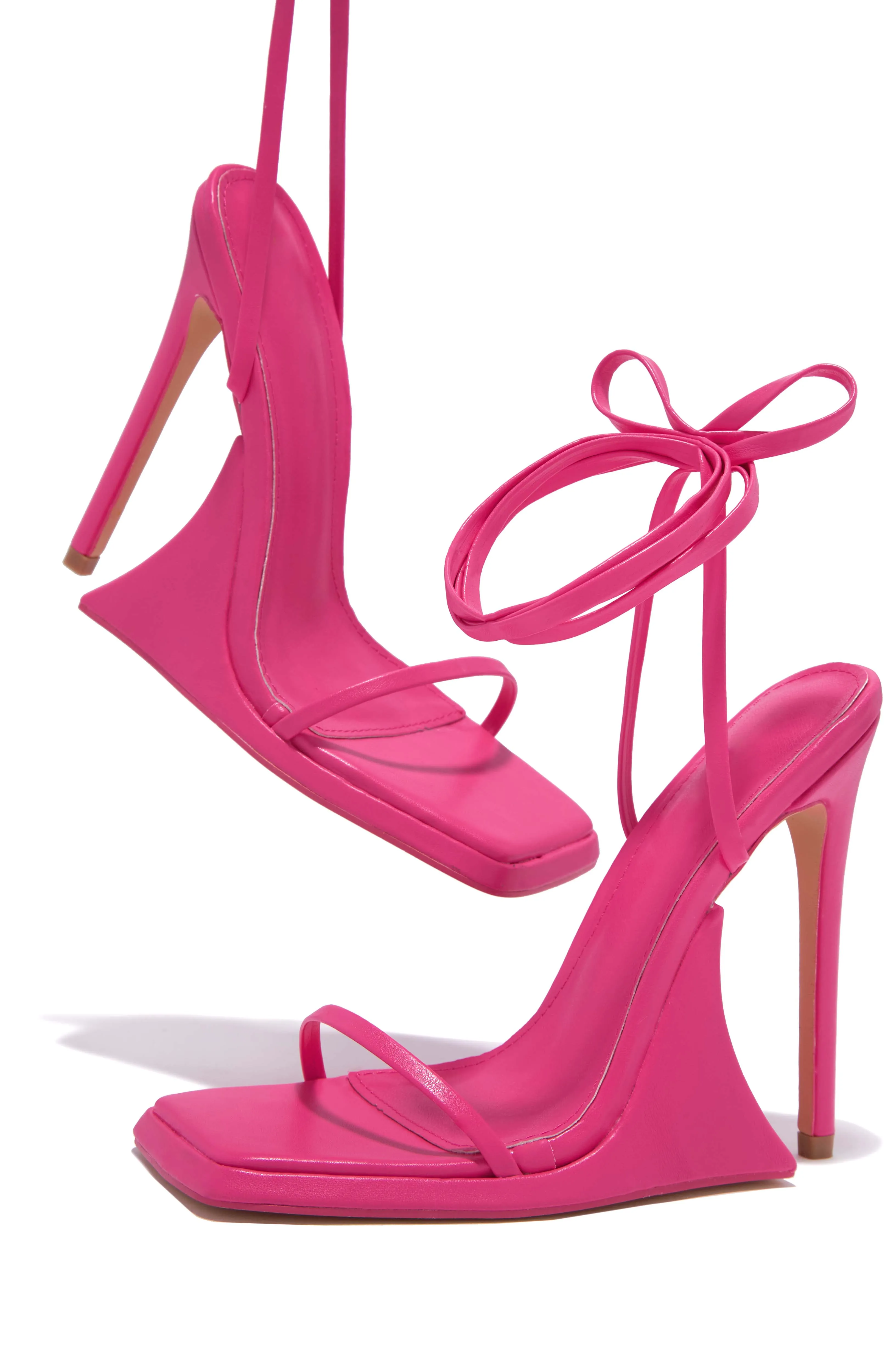 Superlit Lace Up High Heels - Pink sold by Miss Lola product image thumbnail 2