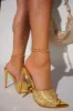 Juliene Embellished High Heel Mules - Gold sold by Miss Lola
