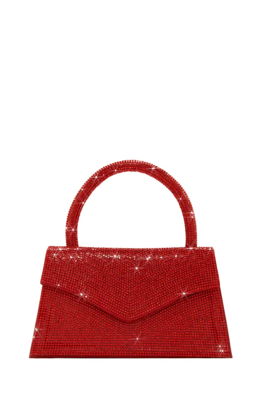 Kailey Embellished Top Handle Bag - Red sold by Miss Lola