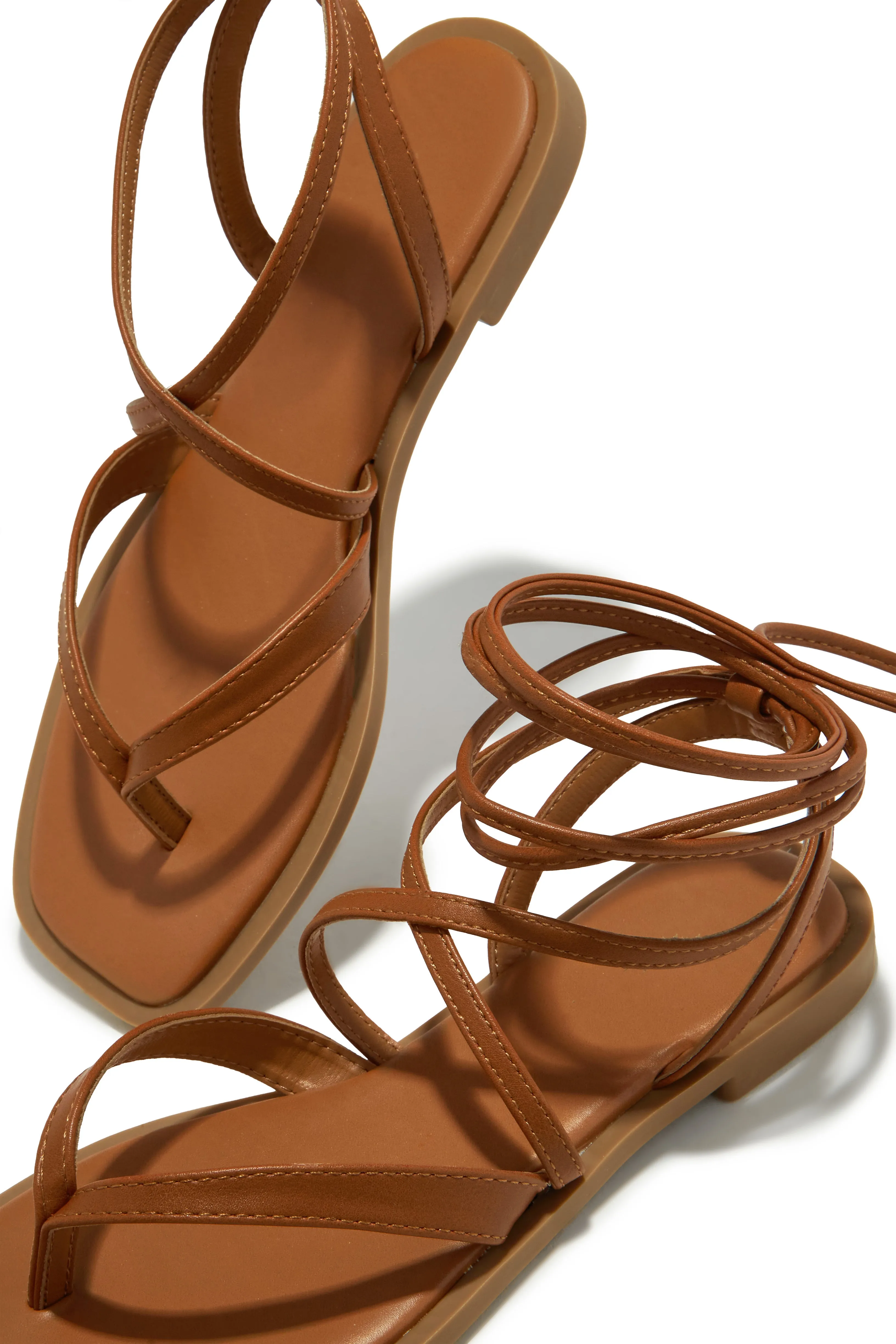 Mina Lace Up Sandals - Tan sold by Miss Lola product image thumbnail 3