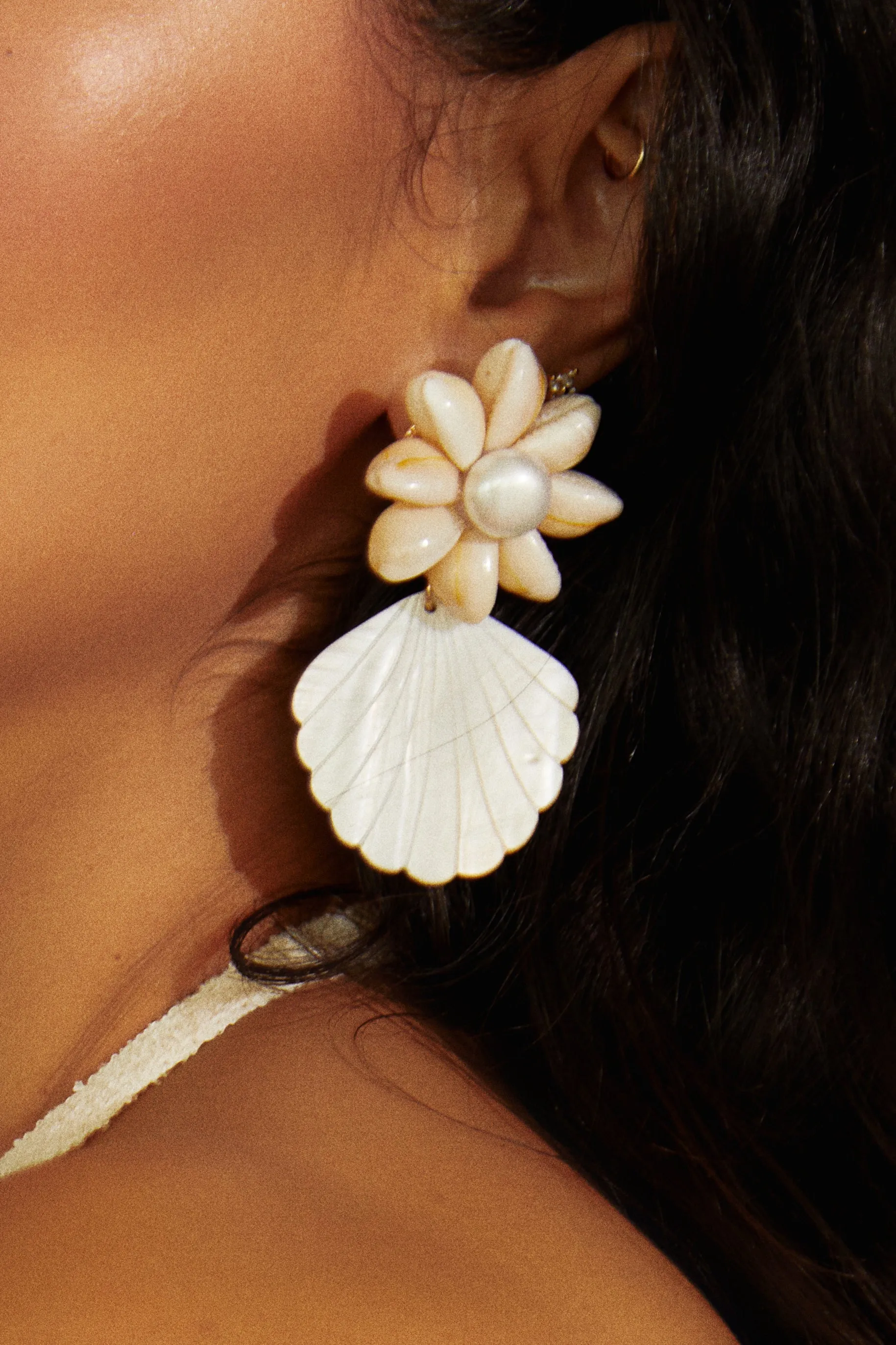 Eleina Flower Shell Earring - White sold by Miss Lola