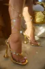 Haven Lace Up High Heels - Gold sold by Miss Lola
