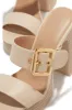 Adrina Platform Block Heel Mules - Nude sold by Miss Lola