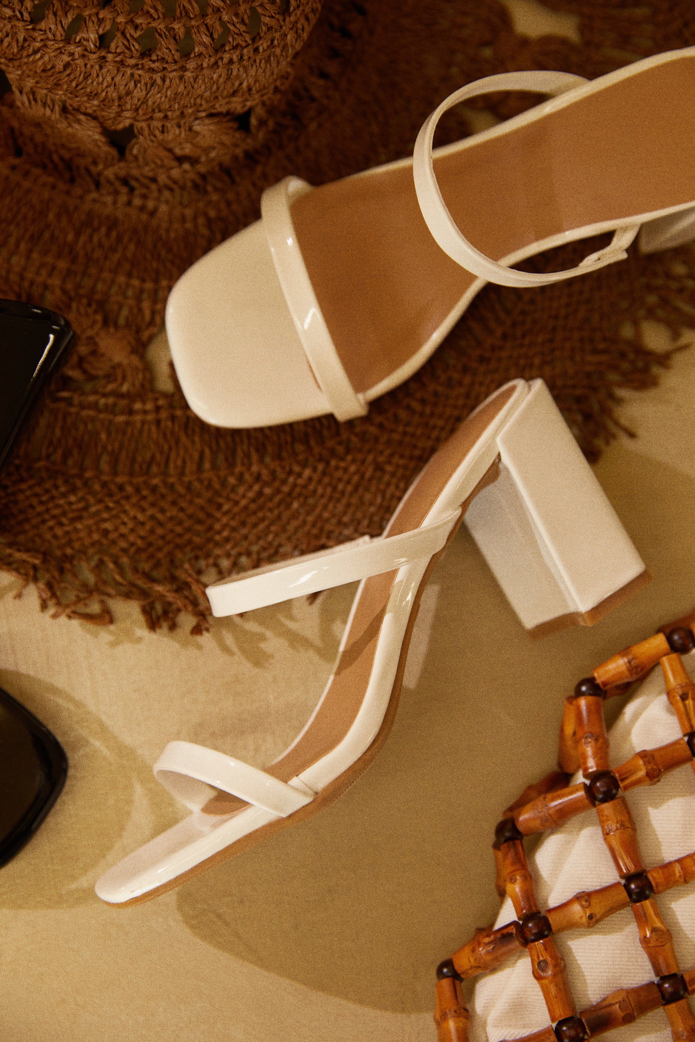 Summer Date Block Heel Mules - White Pat sold by Miss Lola product image thumbnail 2