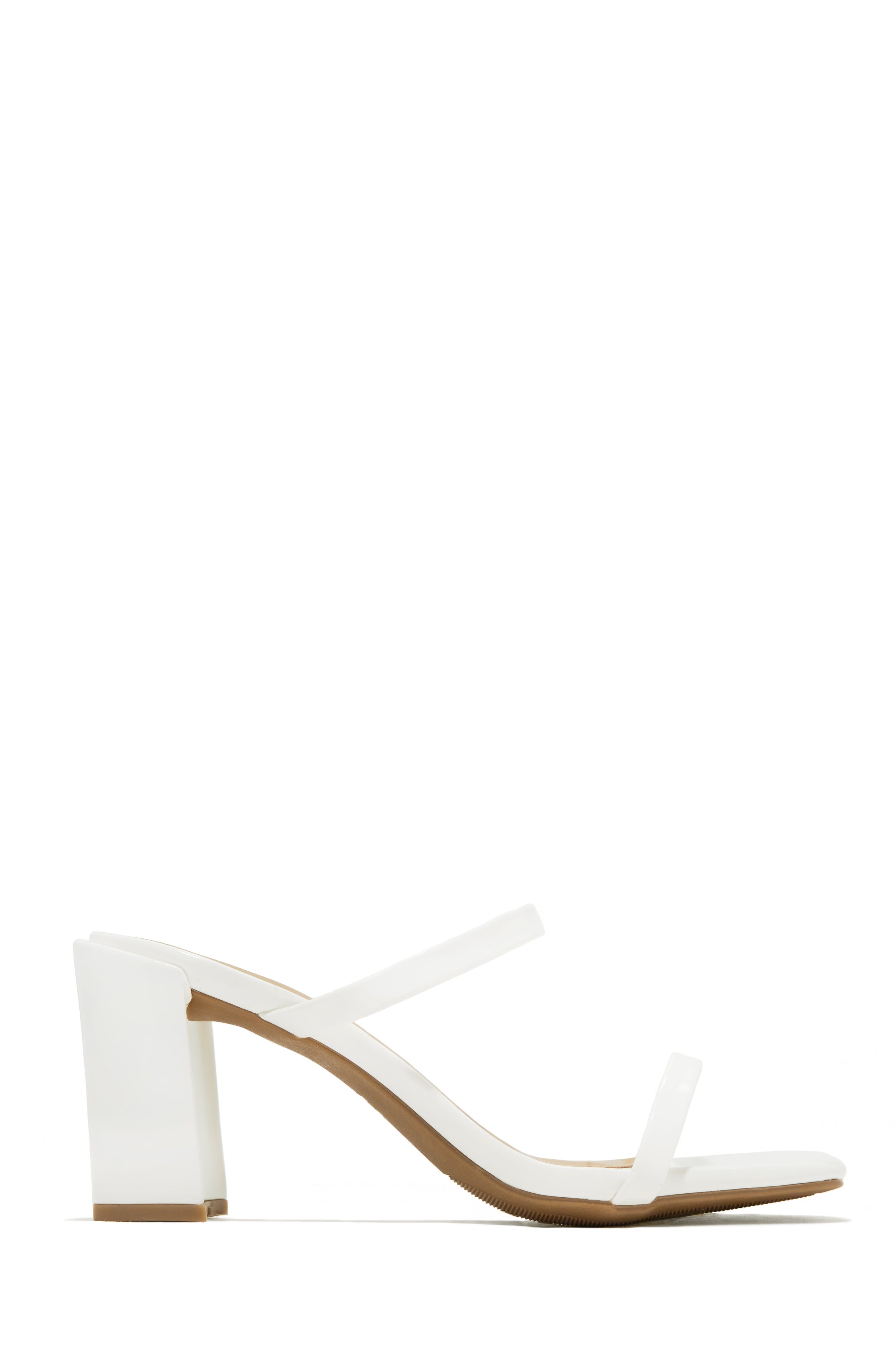 Summer Date Block Heel Mules - White Pat sold by Miss Lola product image thumbnail 3
