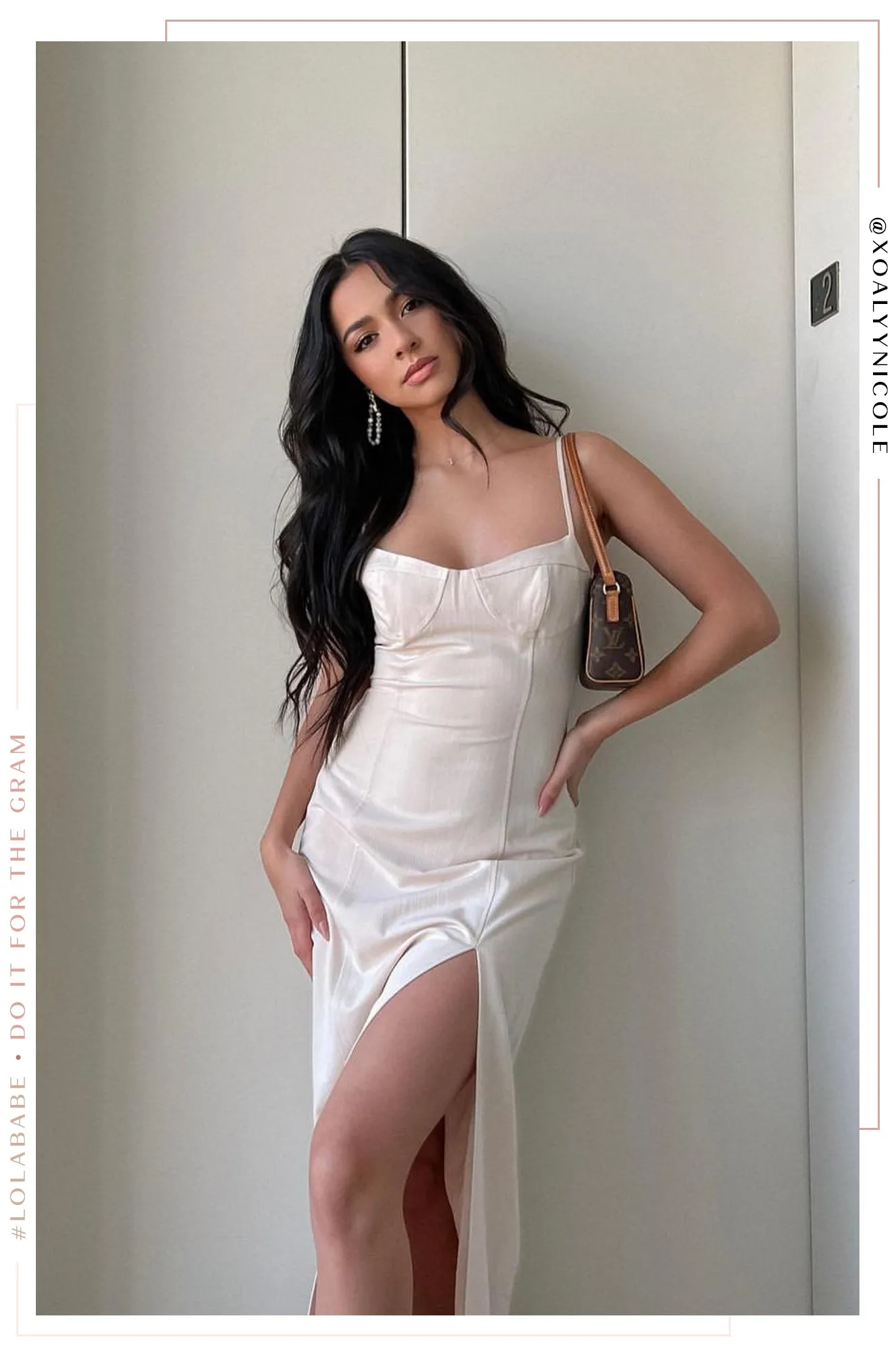 Milena Side Slit Midi Dress - Cream sold by Miss Lola product image thumbnail 5