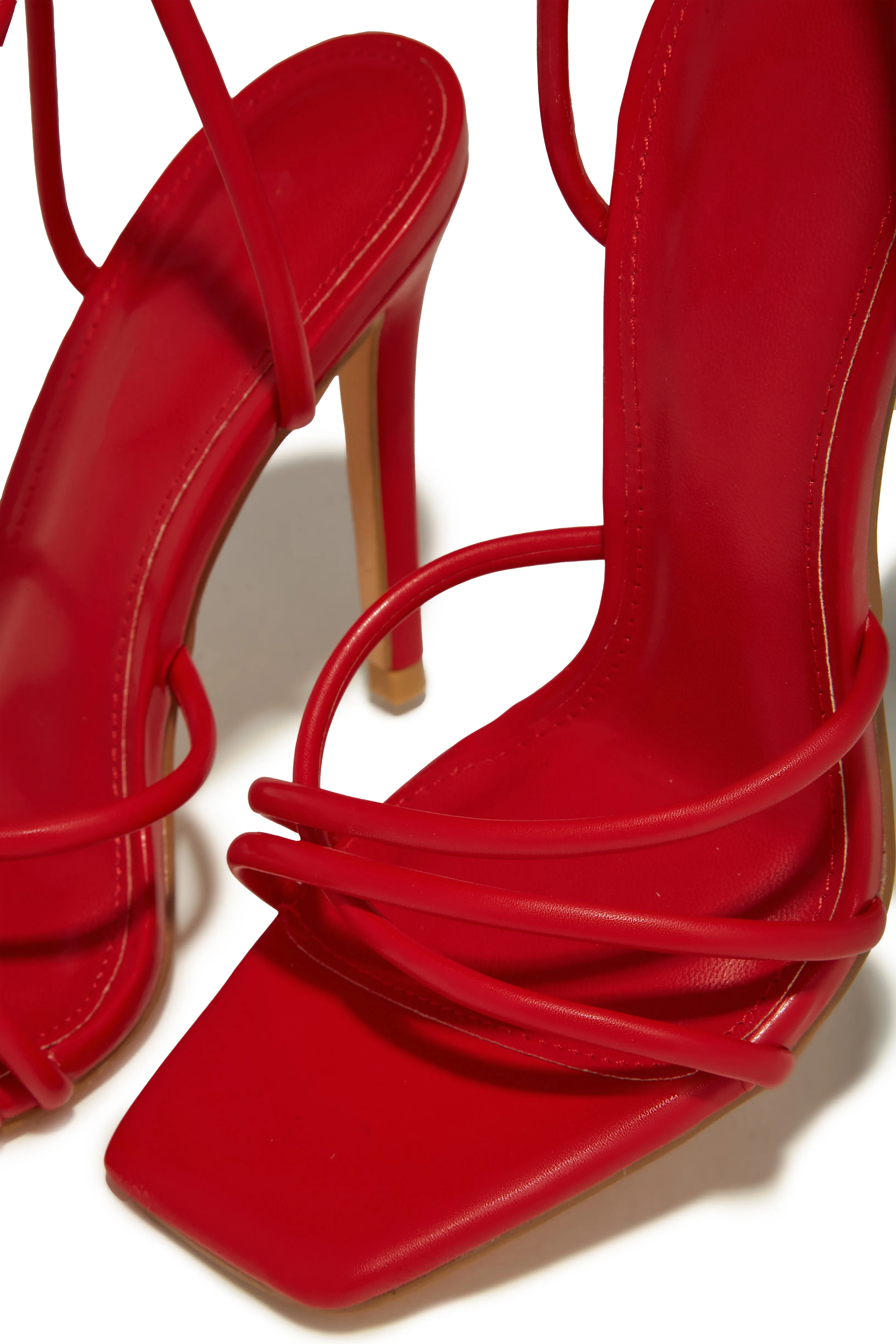 Holly Lace Up Strappy Heels - Red sold by Miss Lola product image thumbnail 4