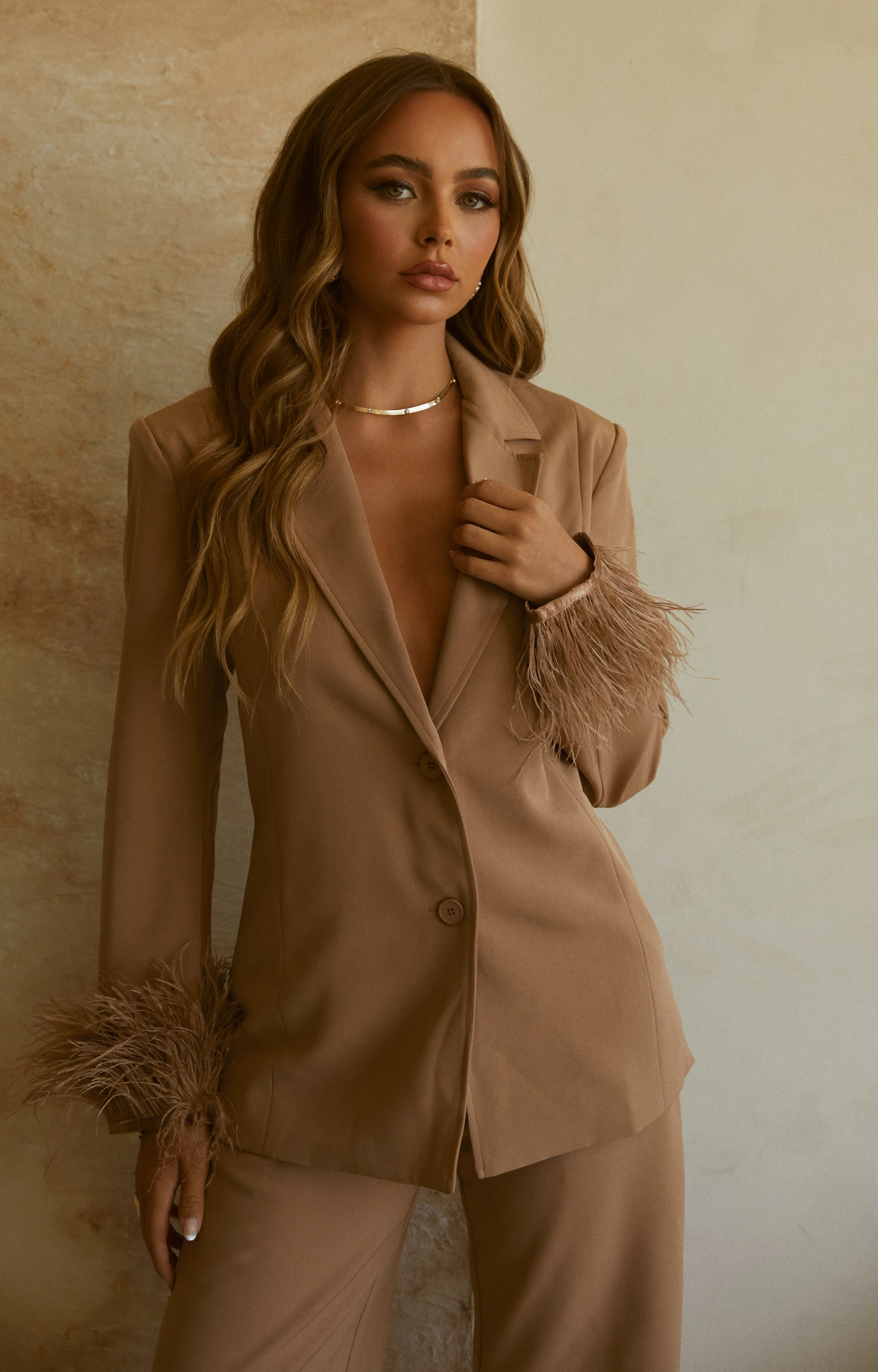 Perfect Match Two Piece Blazer and Pant Set - Nude sold by Miss Lola product image thumbnail 3