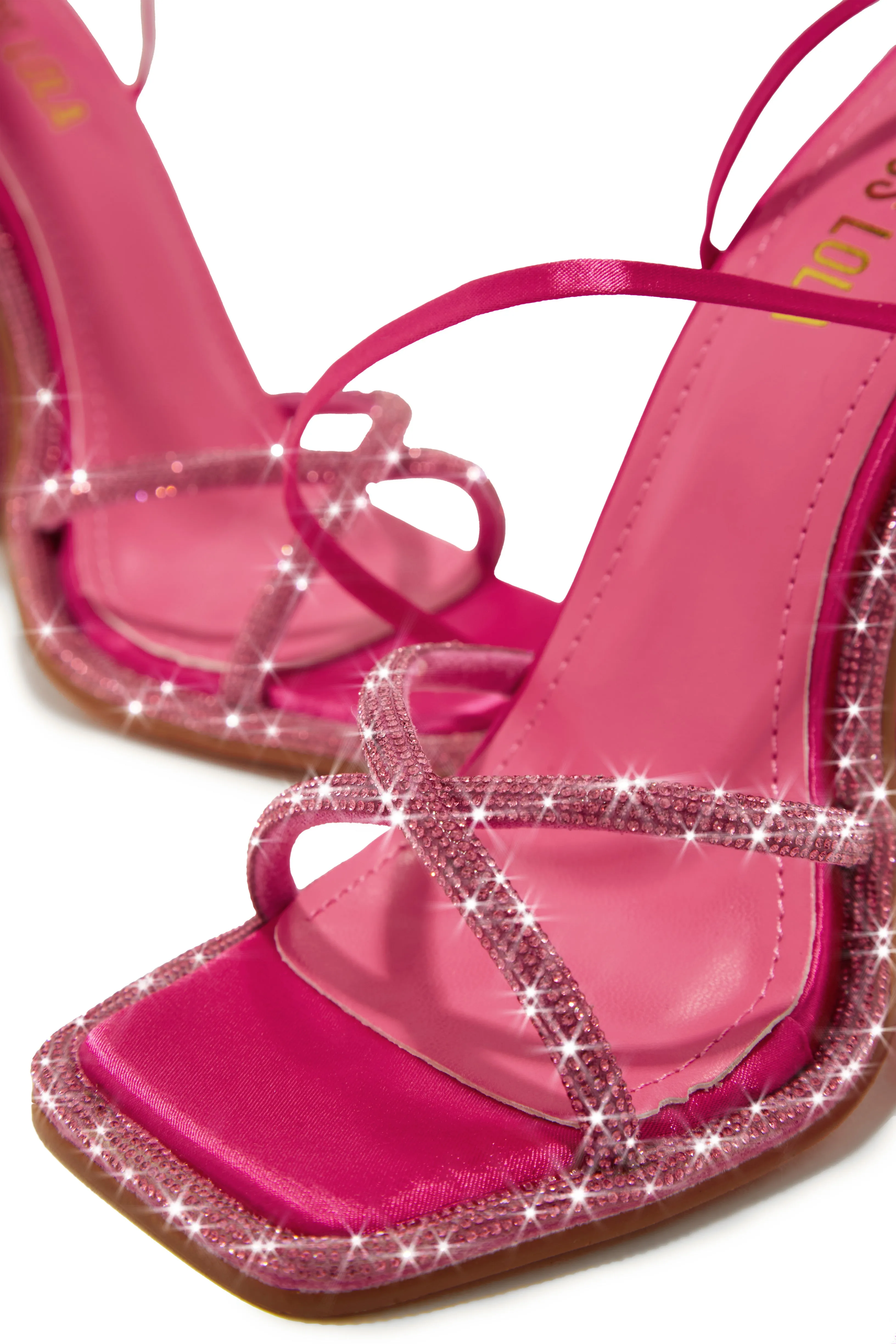 Crystal Embellished Lace Up High Heels - Pink sold by Miss Lola product image thumbnail 2