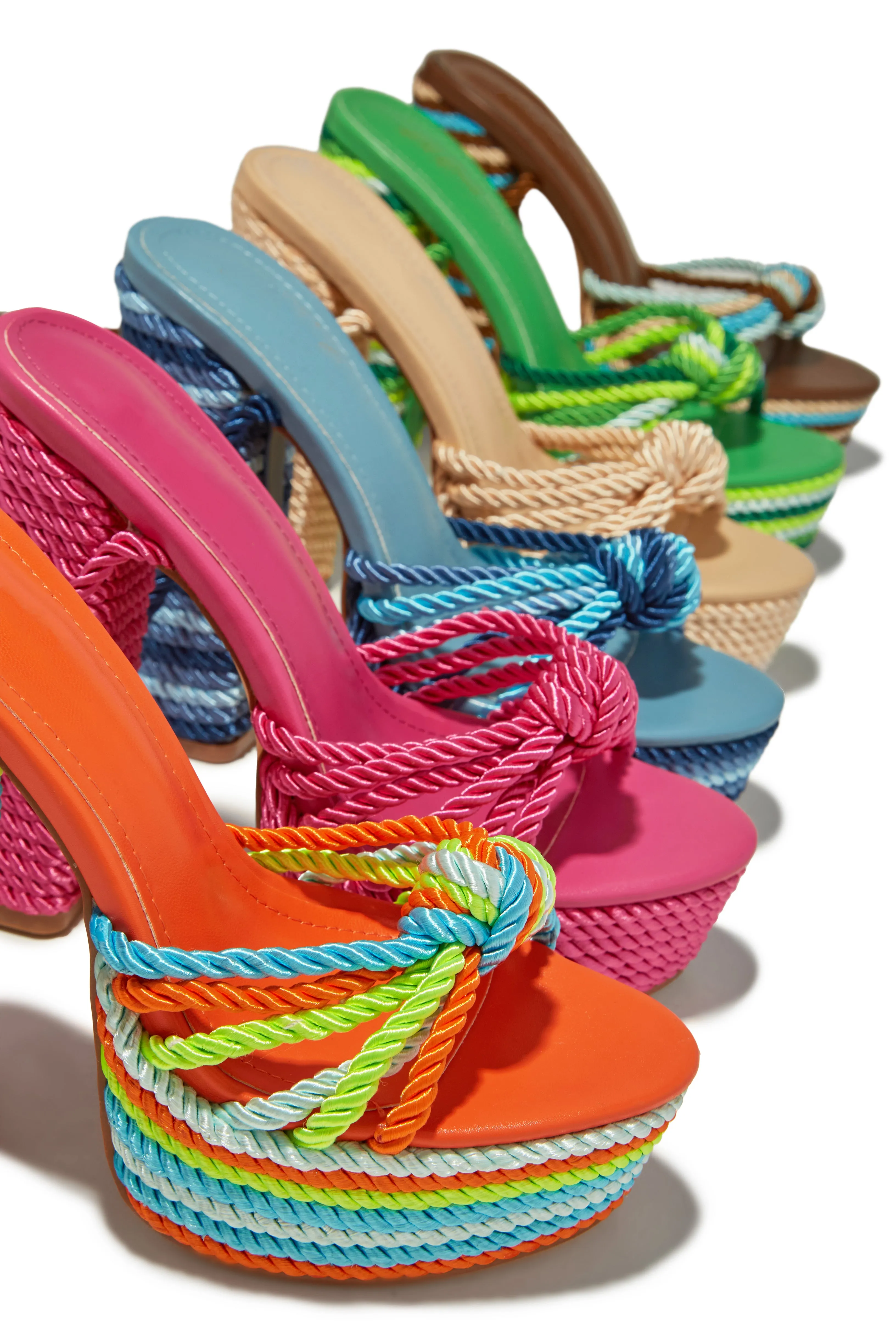 Kayden Lace Up Platform Block Heels - Blue sold by Miss Lola product image thumbnail 4