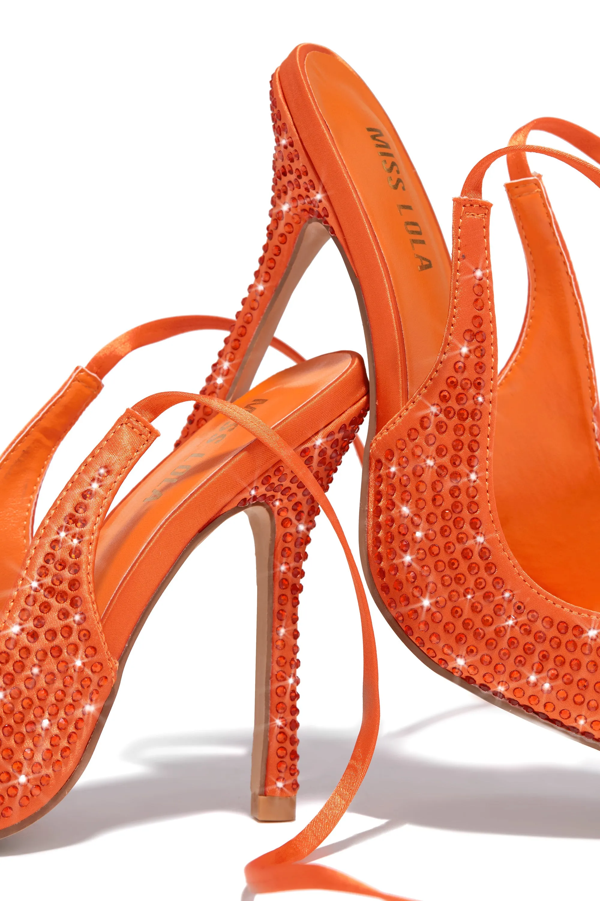 It-List Embellished Lace Up Pumps - Orange sold by Miss Lola product image thumbnail 4