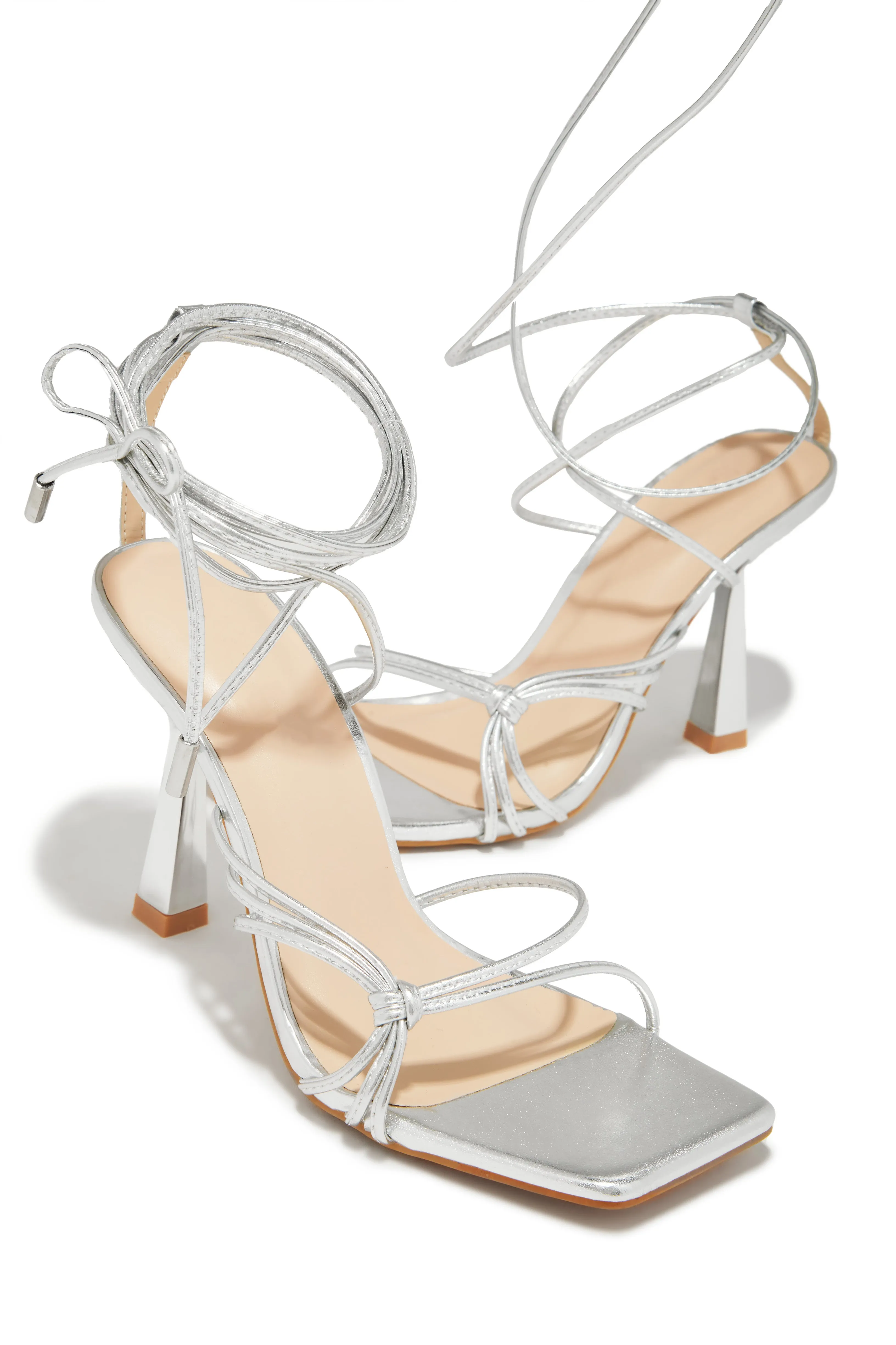 Aileen Lace Up Heels - Silver sold by Miss Lola product image thumbnail 2