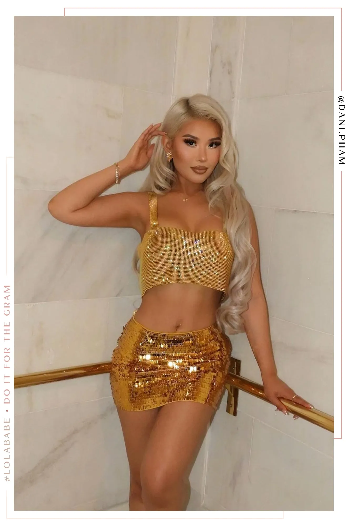 Cora High Waist Mini Skirt - Gold sold by Miss Lola